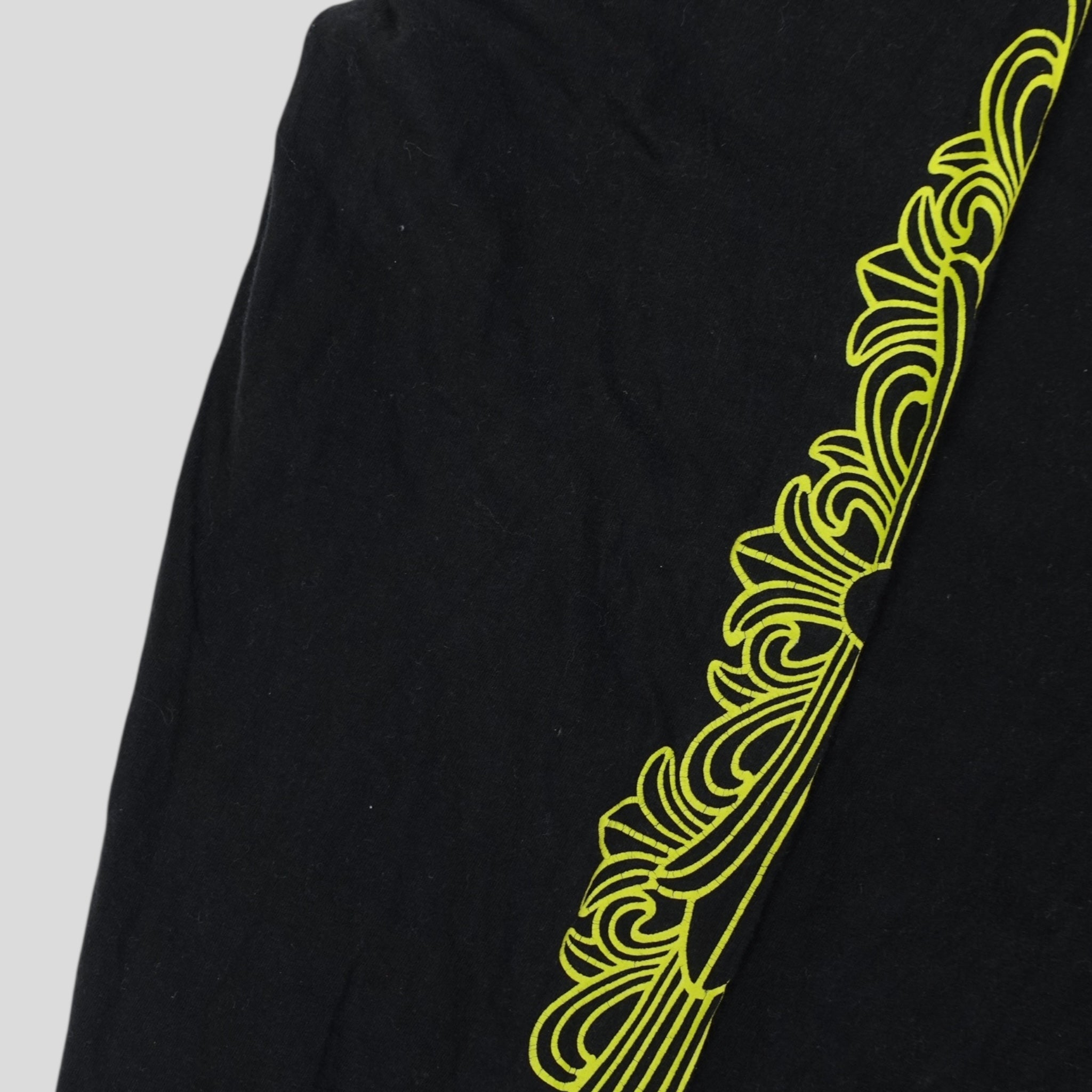 Chrome Hearts Eyechart Long Sleeve Shirt in Black/ Neon Green