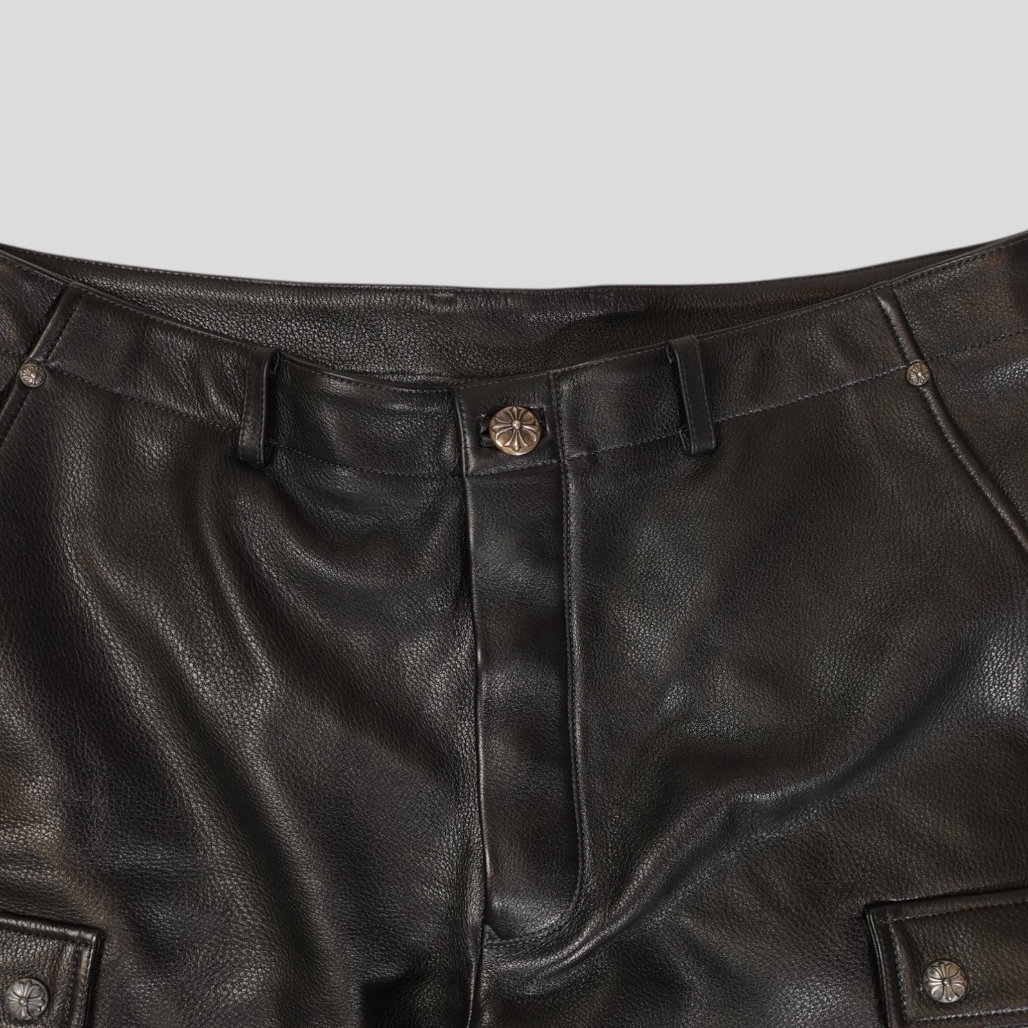 Chrome Hearts Devil Dog Leather Pants in Black