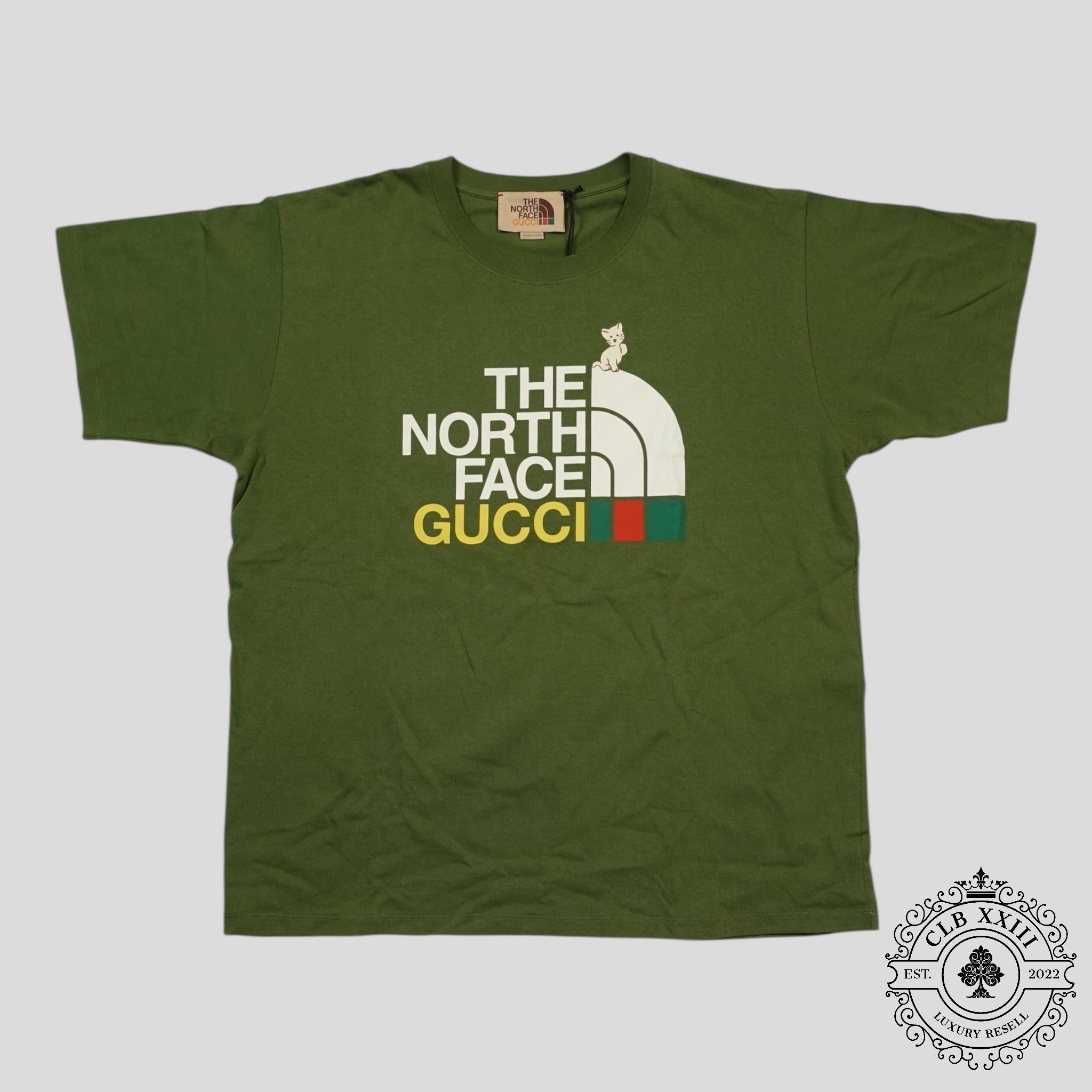 Gucci X The North Face Cat Print Tee in Green