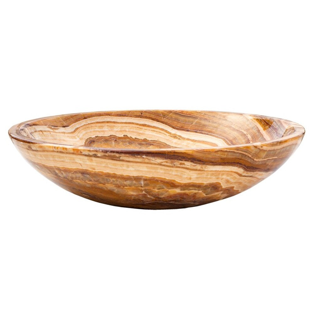 Brown Onyx Translucent Natural Stone Vessel Bowl Sink Polished  (D)16" (H)4"