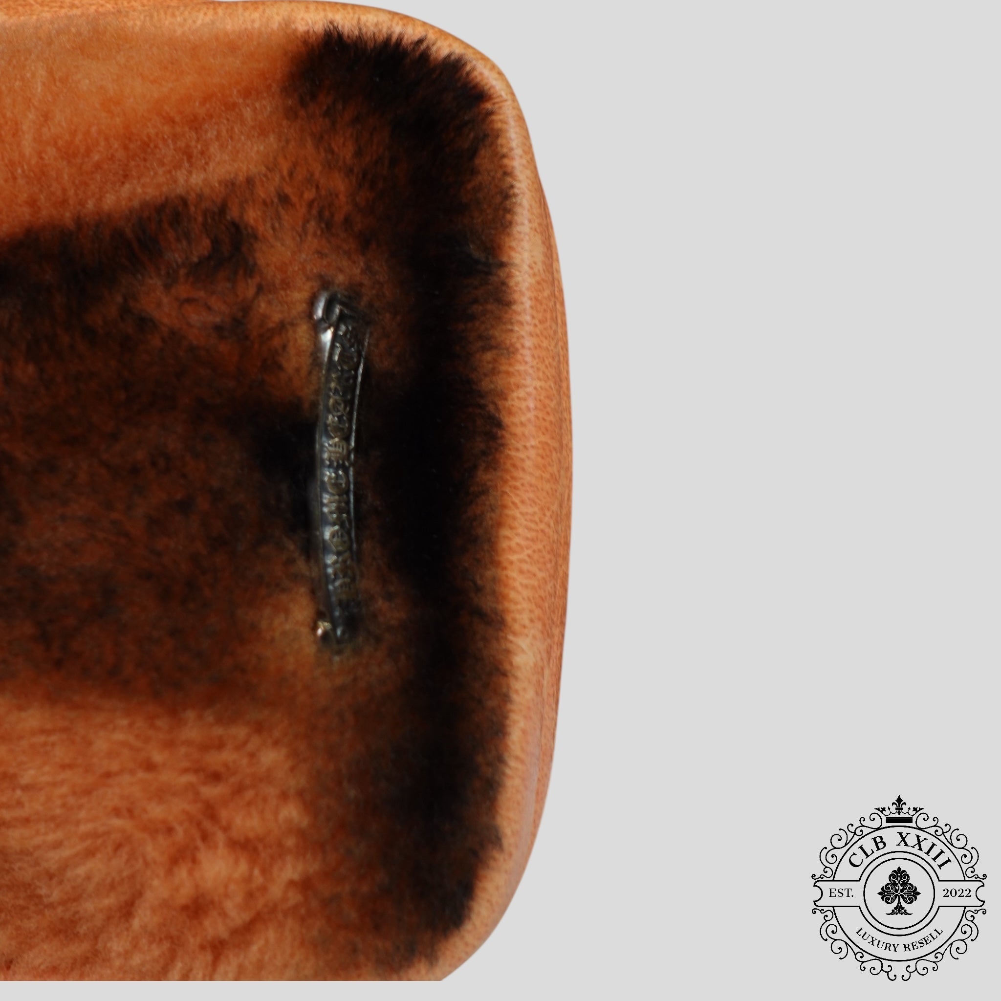 Chrome Hearts Triple Cross Patch Shearling Takka Bag in Orange/Black