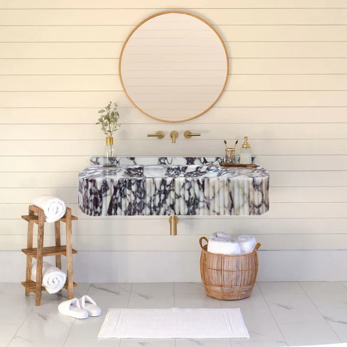 Calacatta Viola Marble Wall-mount Bathroom Vanity Ribbed Textured (W)18" (L)32" (H)6"