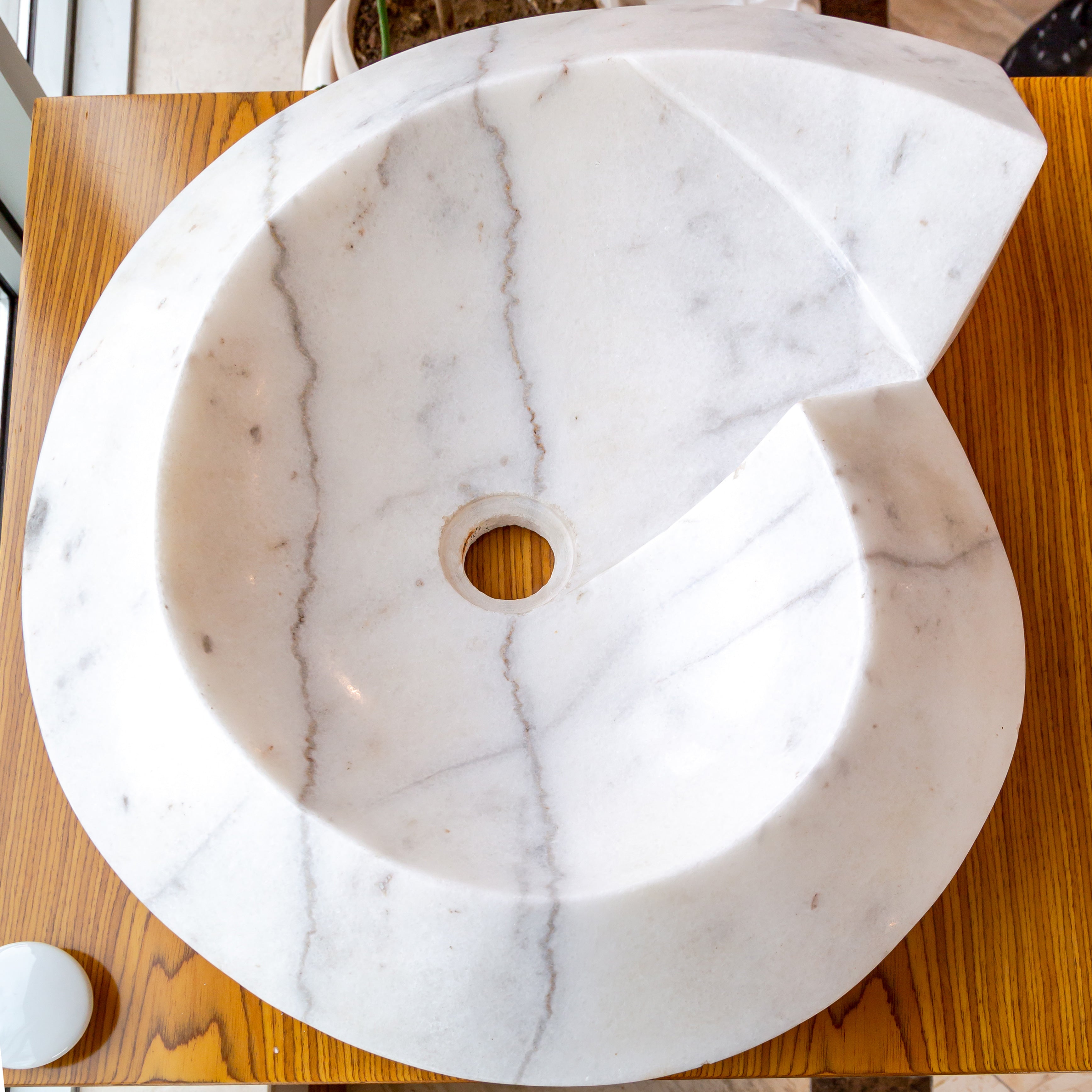 Carrara Marble Helix Shape Stone Sink Polished (W)20" (L)23" (H)4"