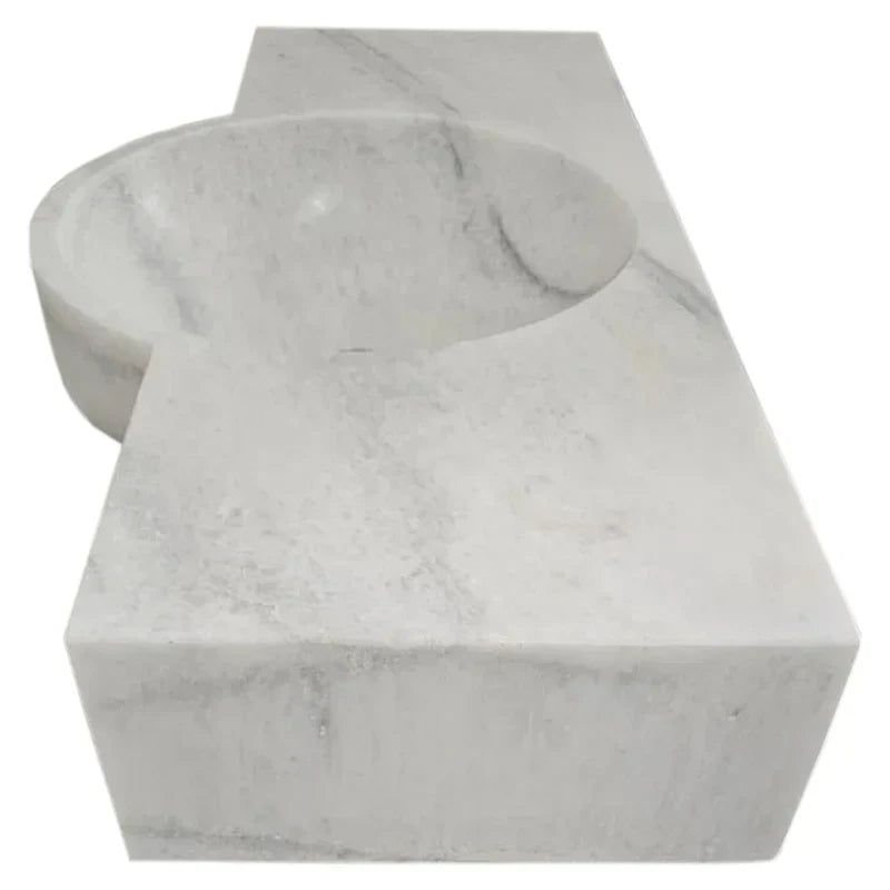 Carrara White Marble Above-vanity Wall-mount Bathroom Sink (W)16" (L)36" (H)5"