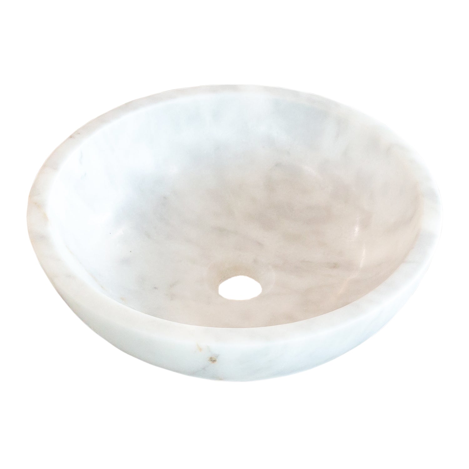Carrara White Natural Stone Marble Vessel Sink Polished  (D)16" (H)6"