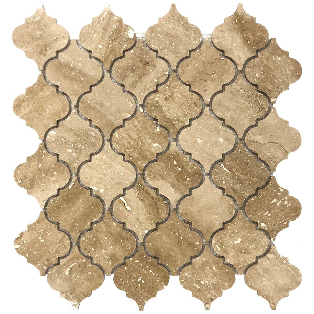 Patara Casablanca Pattern 12" x 12" Honed Travertine Mesh-Mounted Mosaic Tile