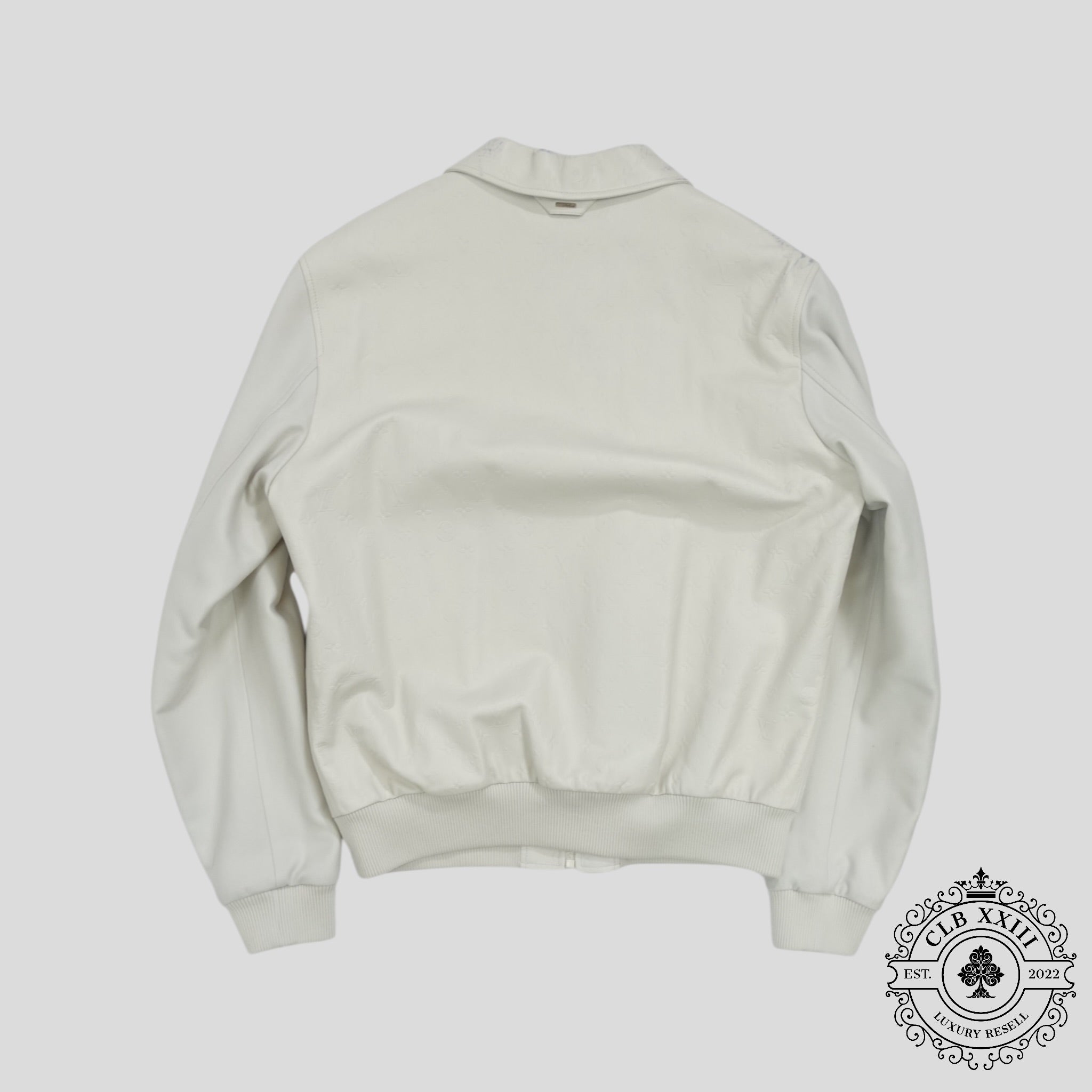 Louis Vuitton LVSE Debossed Monogram Mix Leather Jacket in White