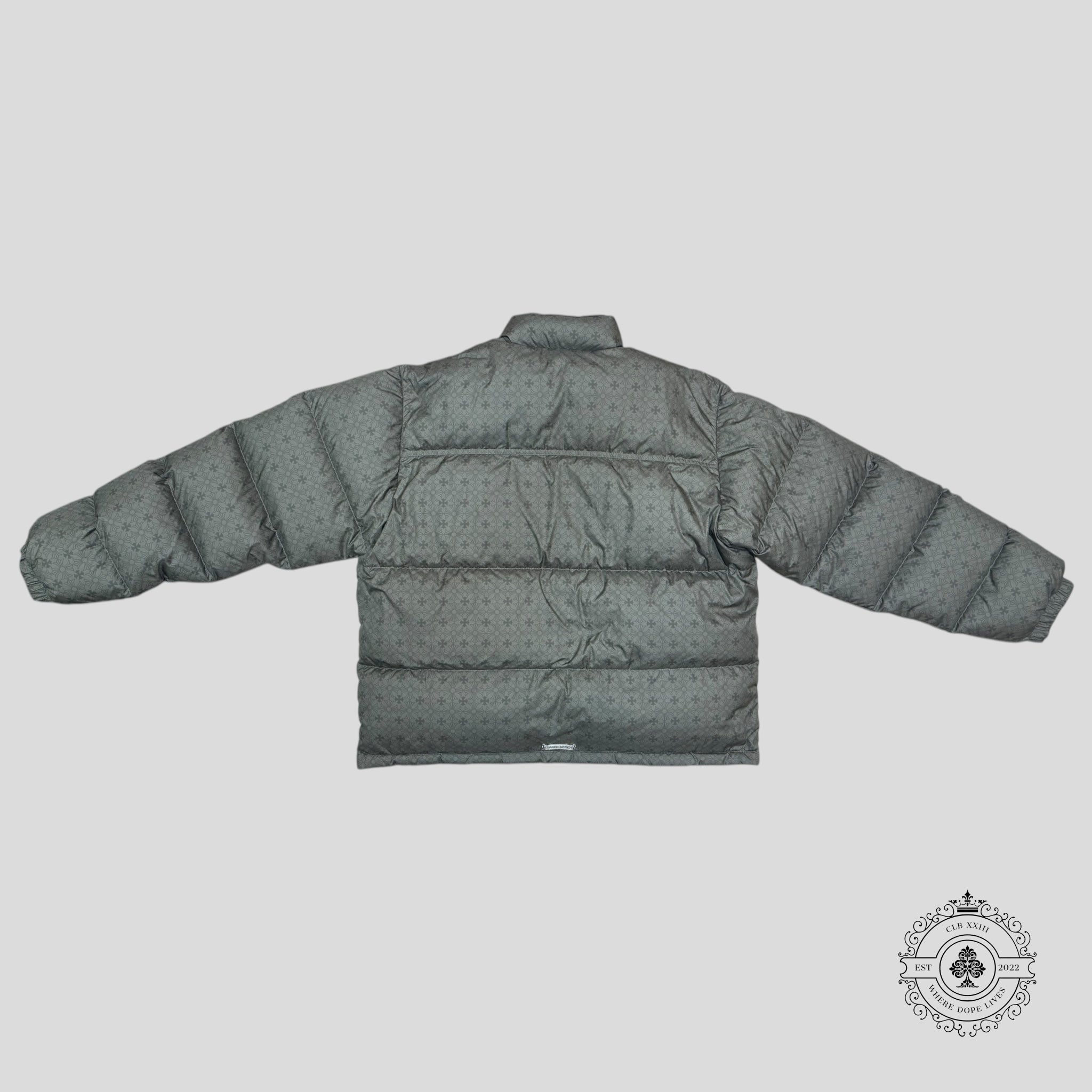 Chrome Heart Plus Pattern Puffer Jacket in Olive Green