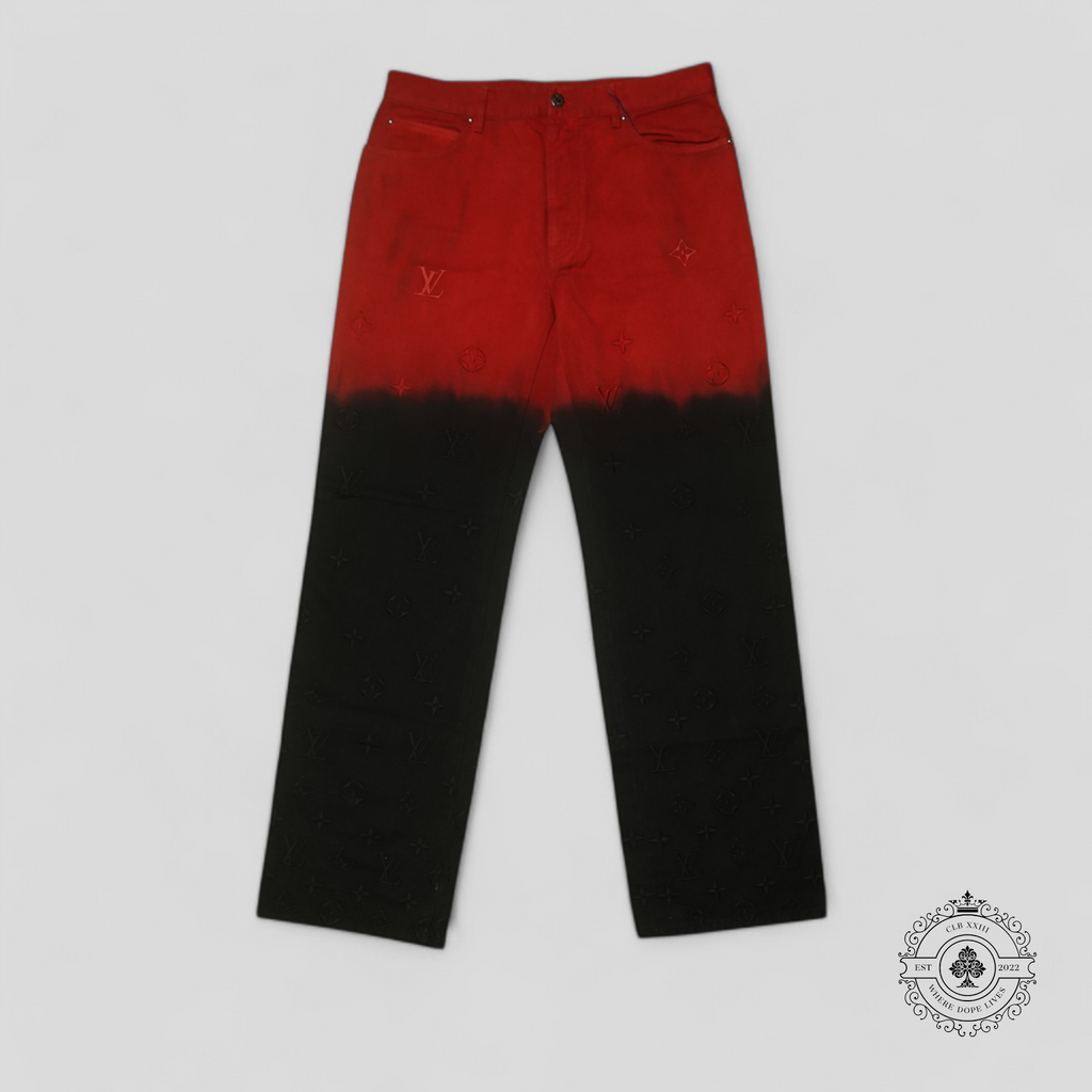 Louis Vuitton Monogram Jacquard Boreal Evening Denim Pants in Black/Red