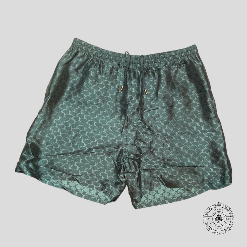 Louis Vuitton Monogram Jacquard Silk Blend Gym Shorts in Grey/Blue