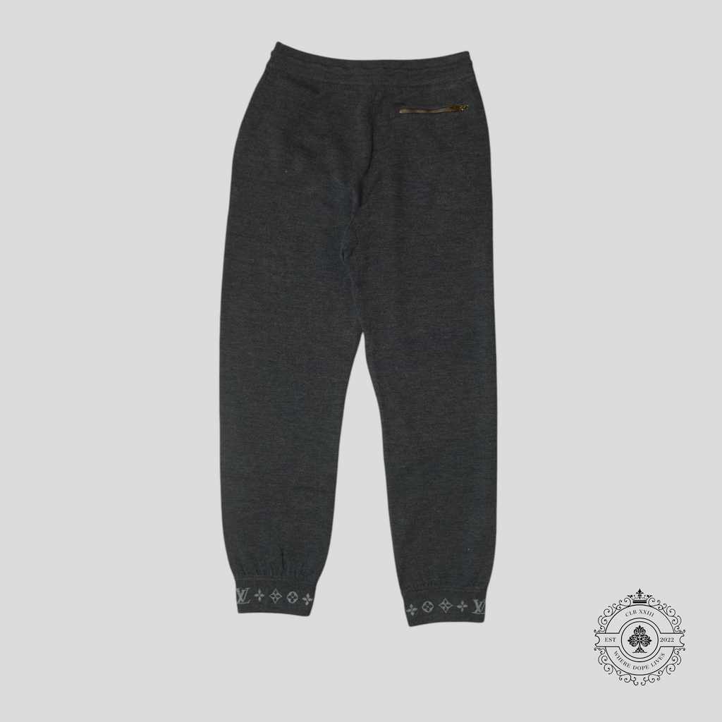 Louis Vuitton Monogram Ankle Cuff Wool Track Pants in Grey