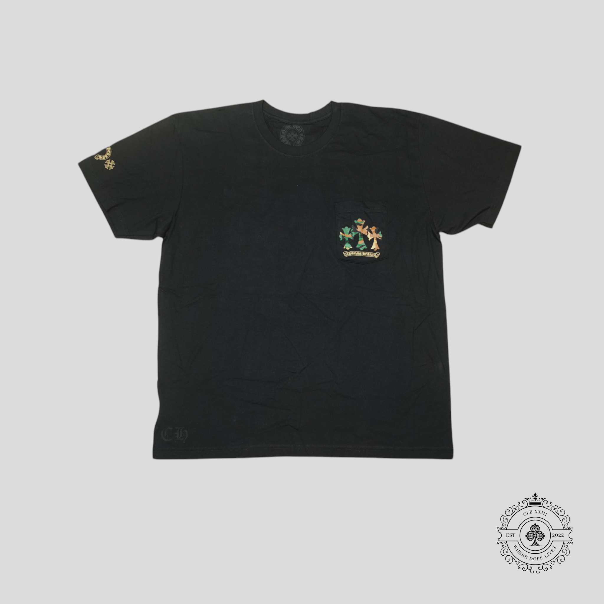 Chrome Hearts Horseshoe Logo Pocket T-Shirt in Black/Camo