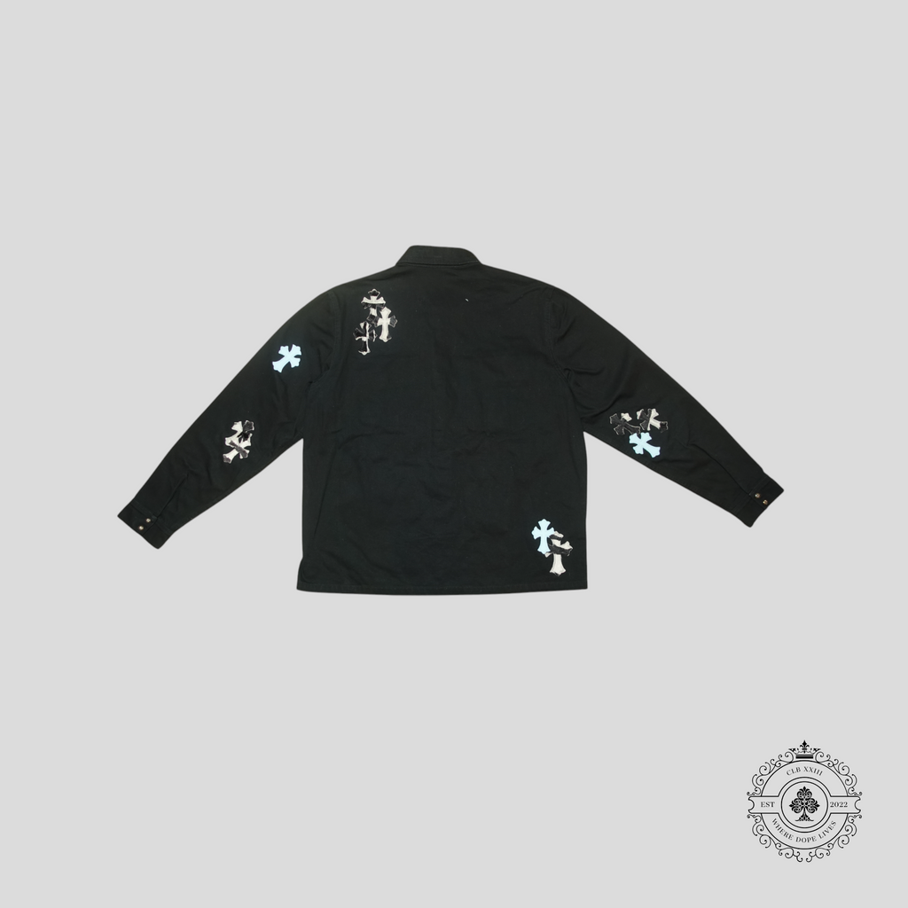 Chrome Hearts Zebra Cross Workdog Jacket in Black/Baby Blue