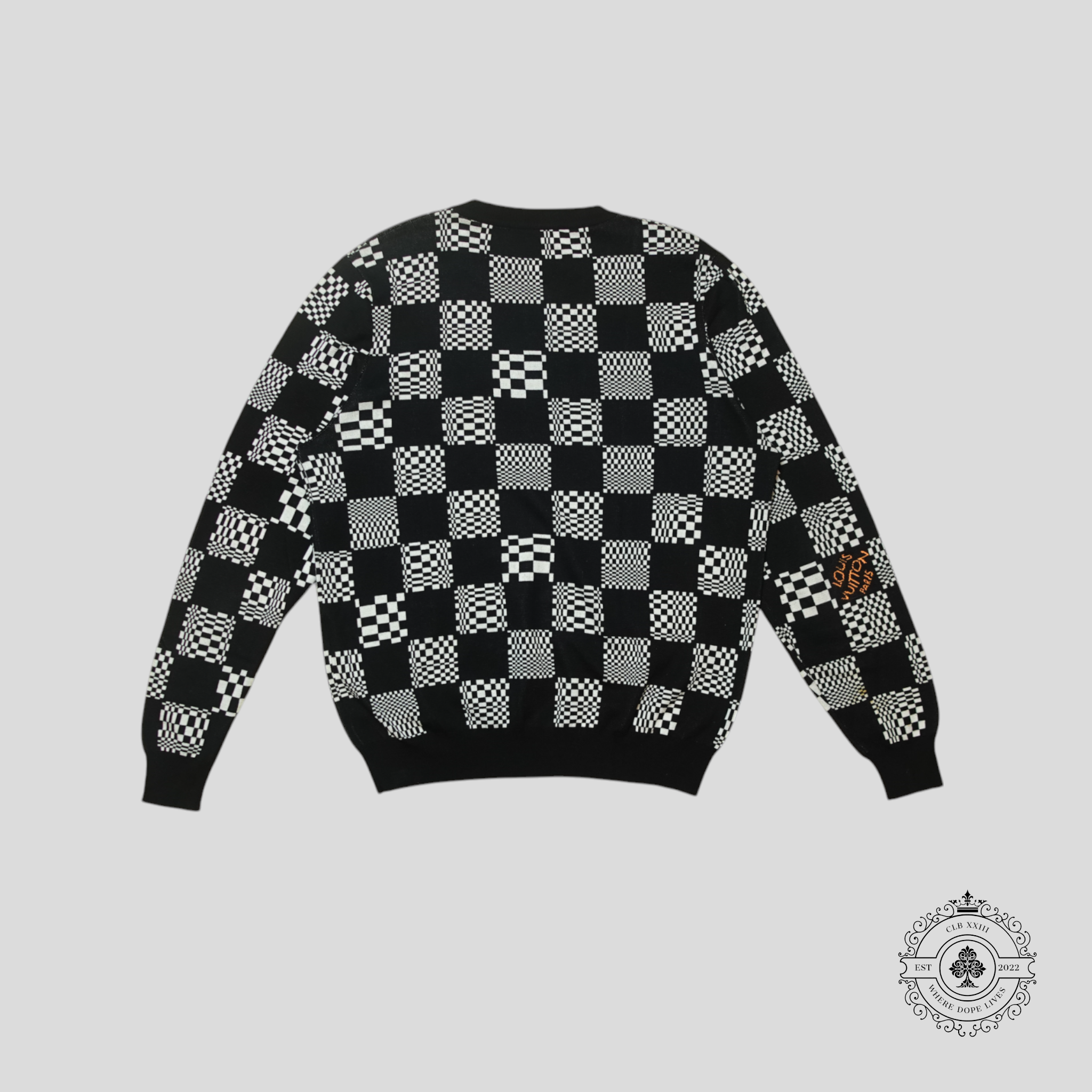 Louis Vuitton Damier Distorted Jacquard Pullover in Black
