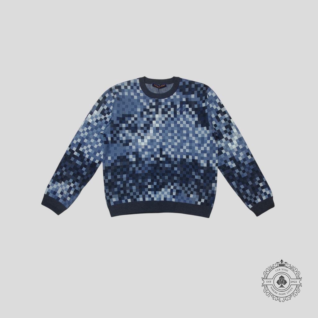 Louis Vuitton LV Lovers Damoflage Jacquard Pullover in Blue