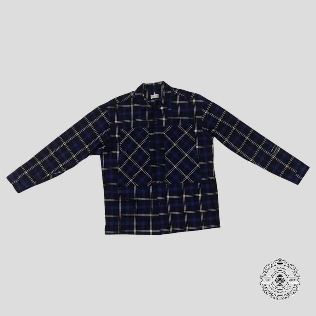 Moncler Genius x Fragment Flannel Overshirt in Blue
