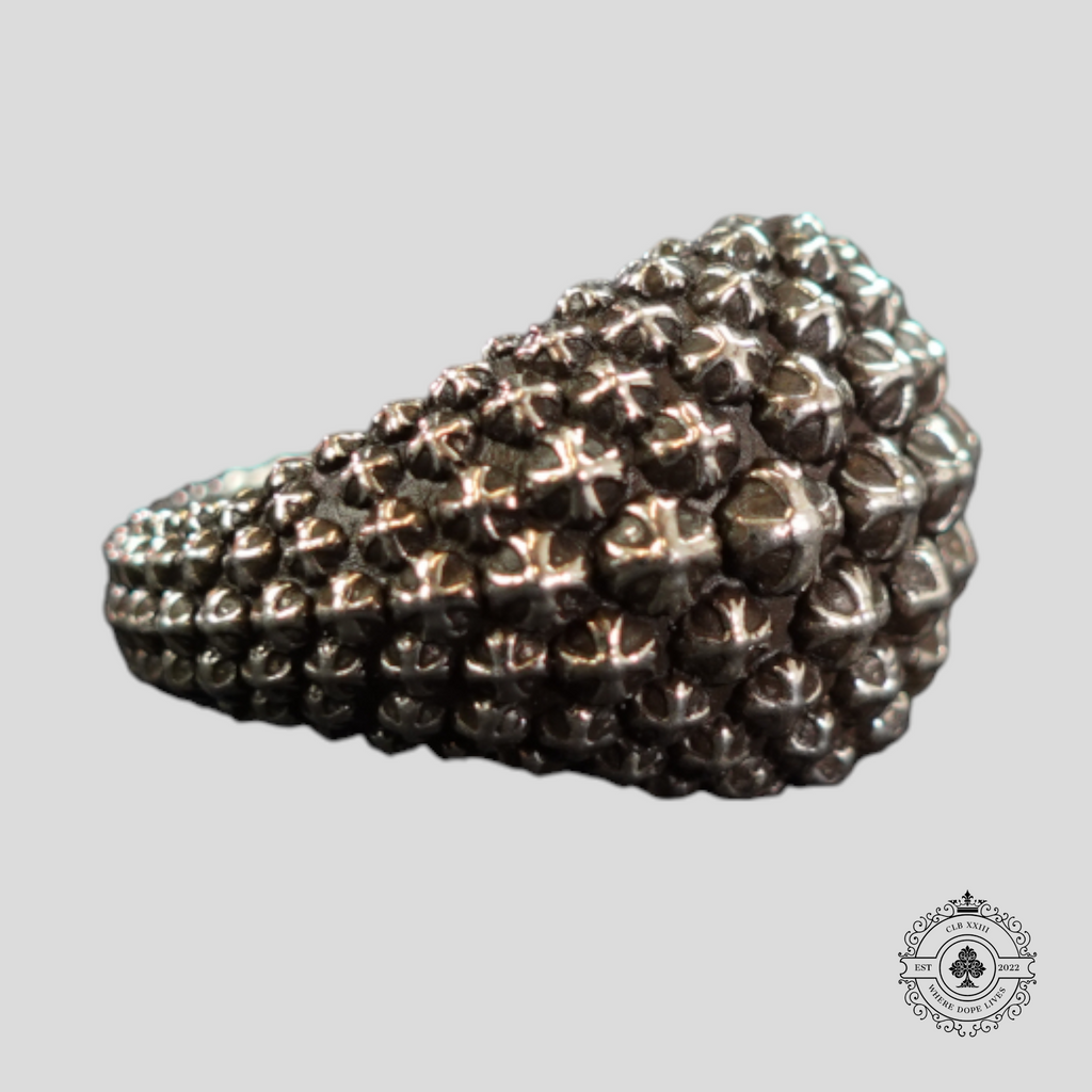 Chrome Hearts Mini Cross Ball Ring in Silver