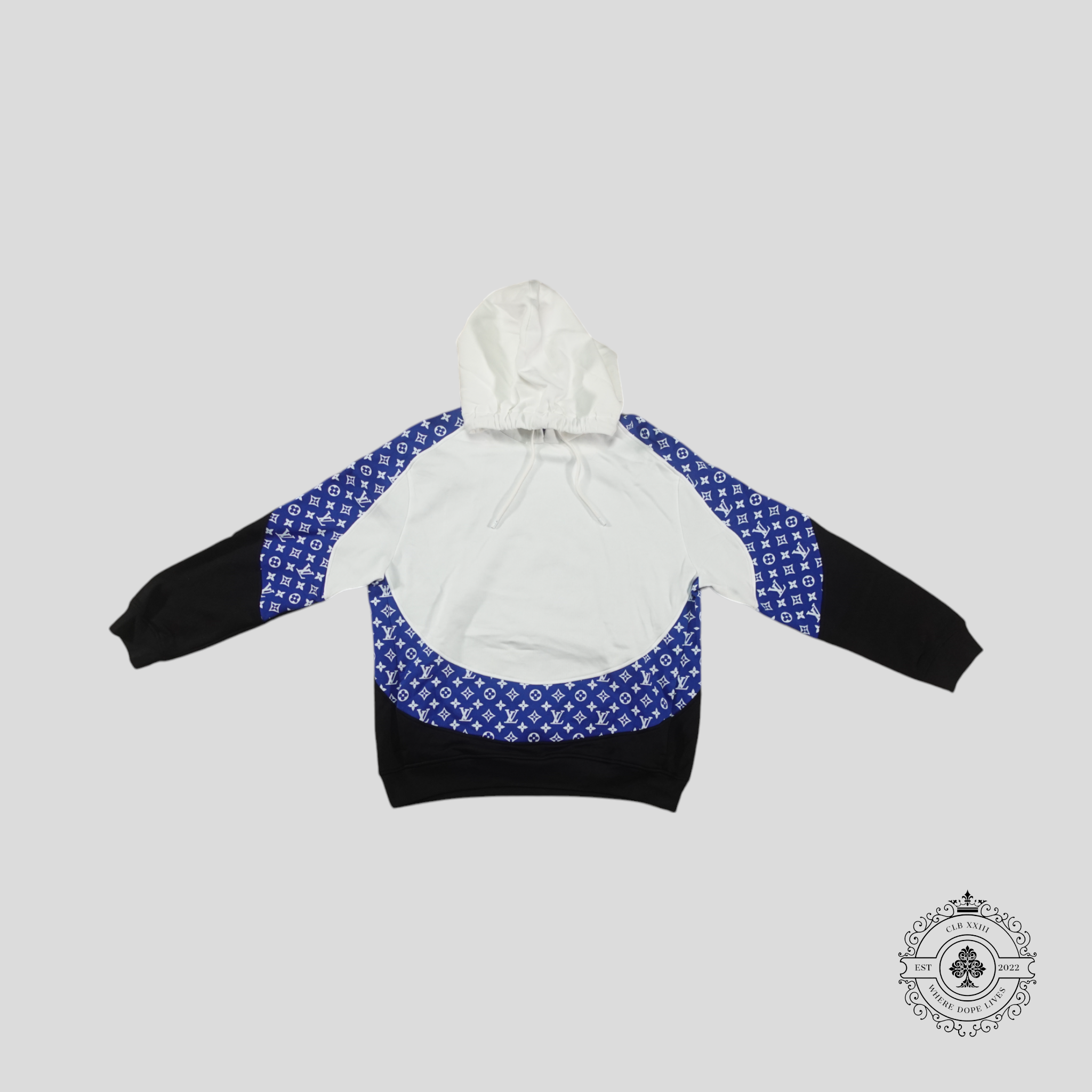 Louis Vuitton Monogram Circle Cut Hoodie in White/Blue/Black