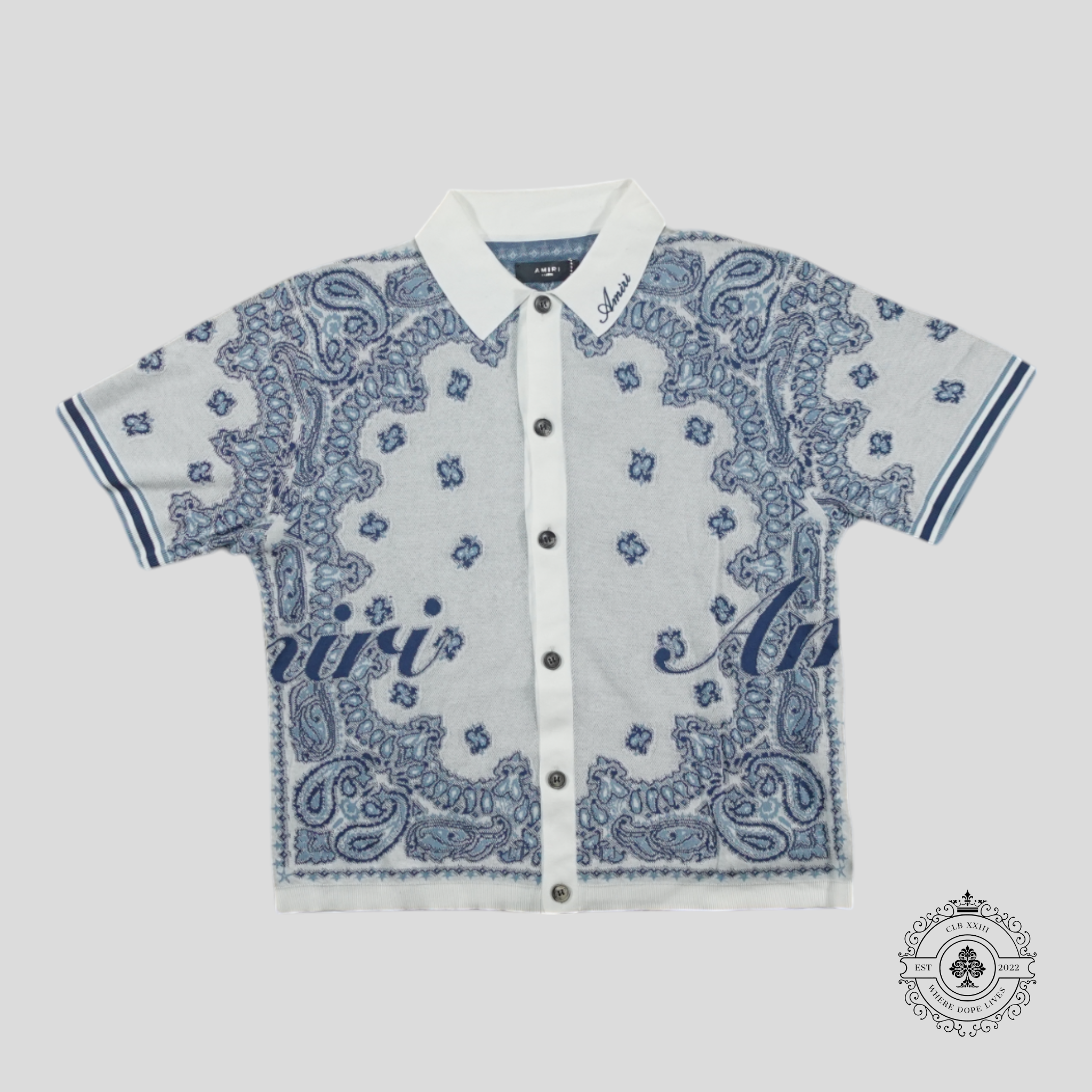 Amiri Bandana Jacquard Polo in White