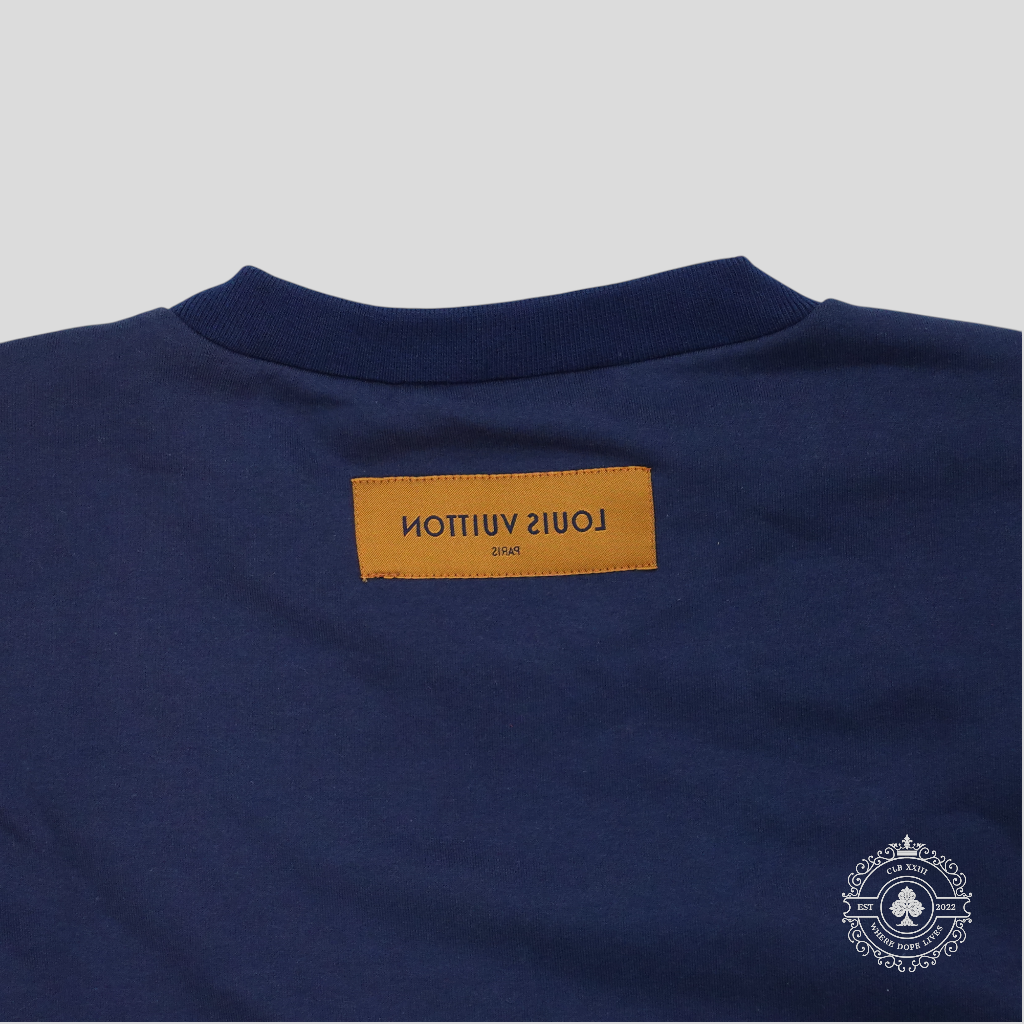 Louis Vuitton Stitch Print Embroidered Sweatshirt in Navy Blue