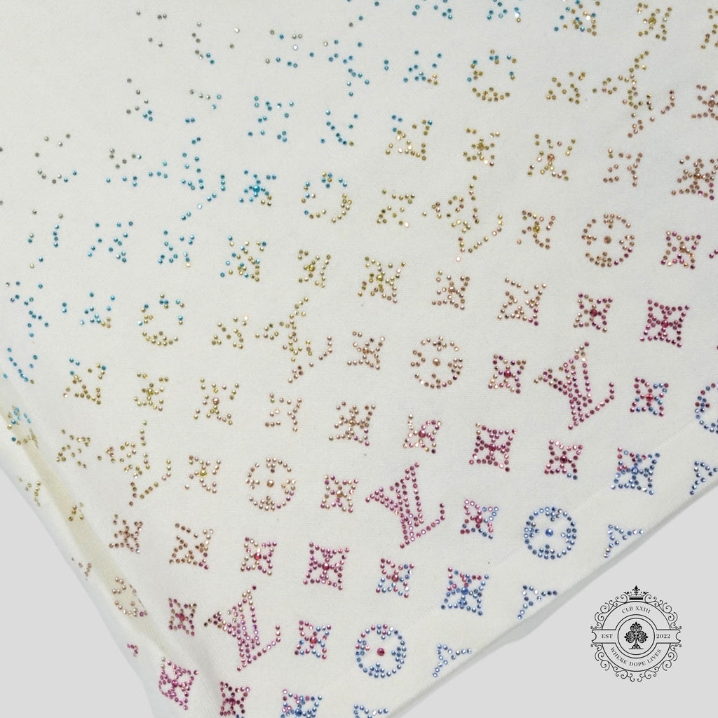 Louis Vuitton Rhinestone Monogram Degrade Tee in White