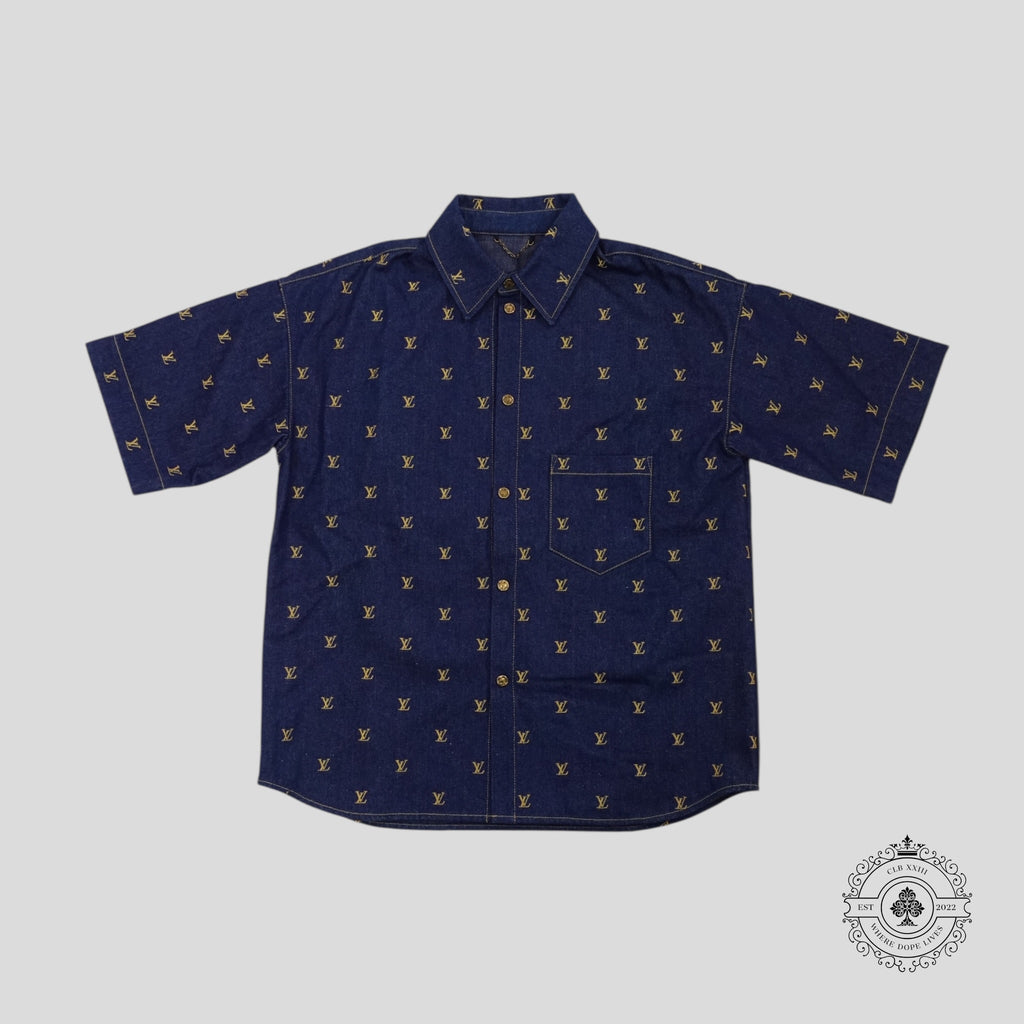 Louis Vuitton LV Embroidered Denim Shirt in Dark Wash