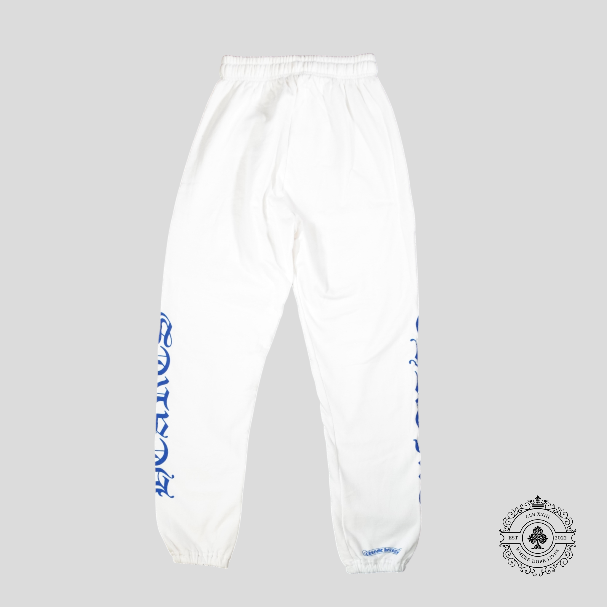 Chrome Hearts Horseshoe Logo Sweatpants in White/Blue