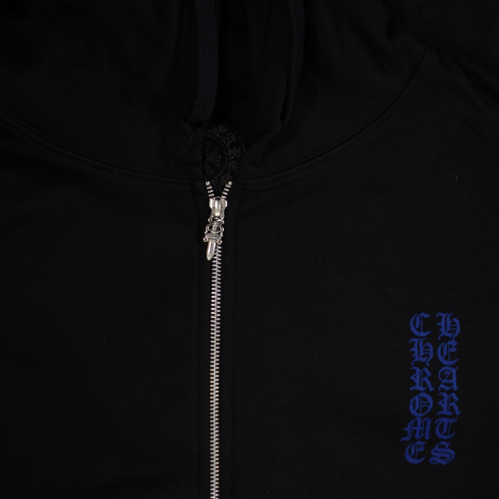 Chrome Hearts Thermal Lined Vertical Logo Zip Up in Black/Blue