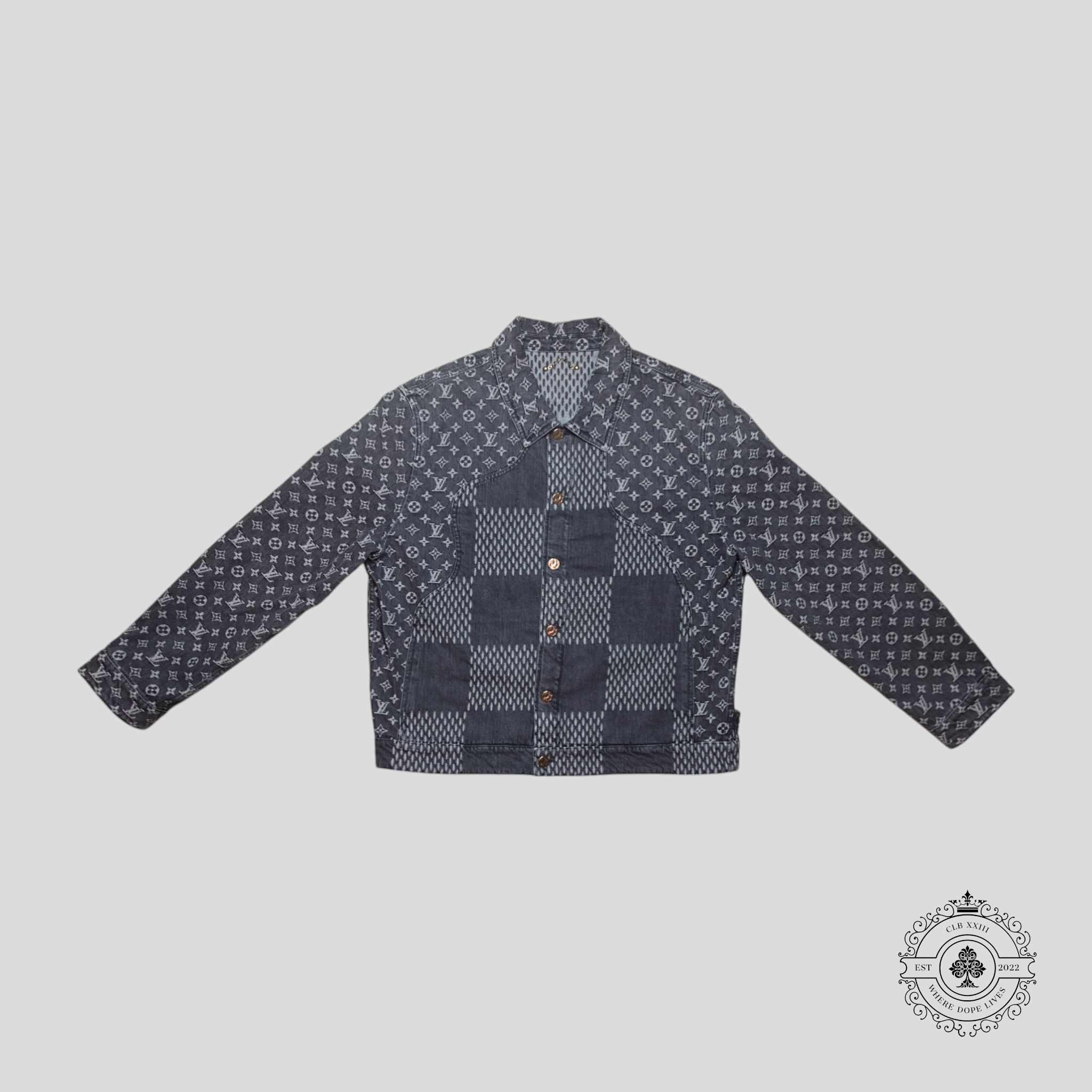 Louis Vuitton Nigo Monogram Jacquard Denim Jacket in Grey