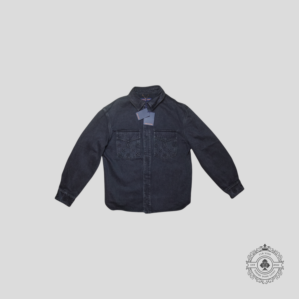 Louis Vuitton Monogram Embossed Casual Denim Overshirt in Black