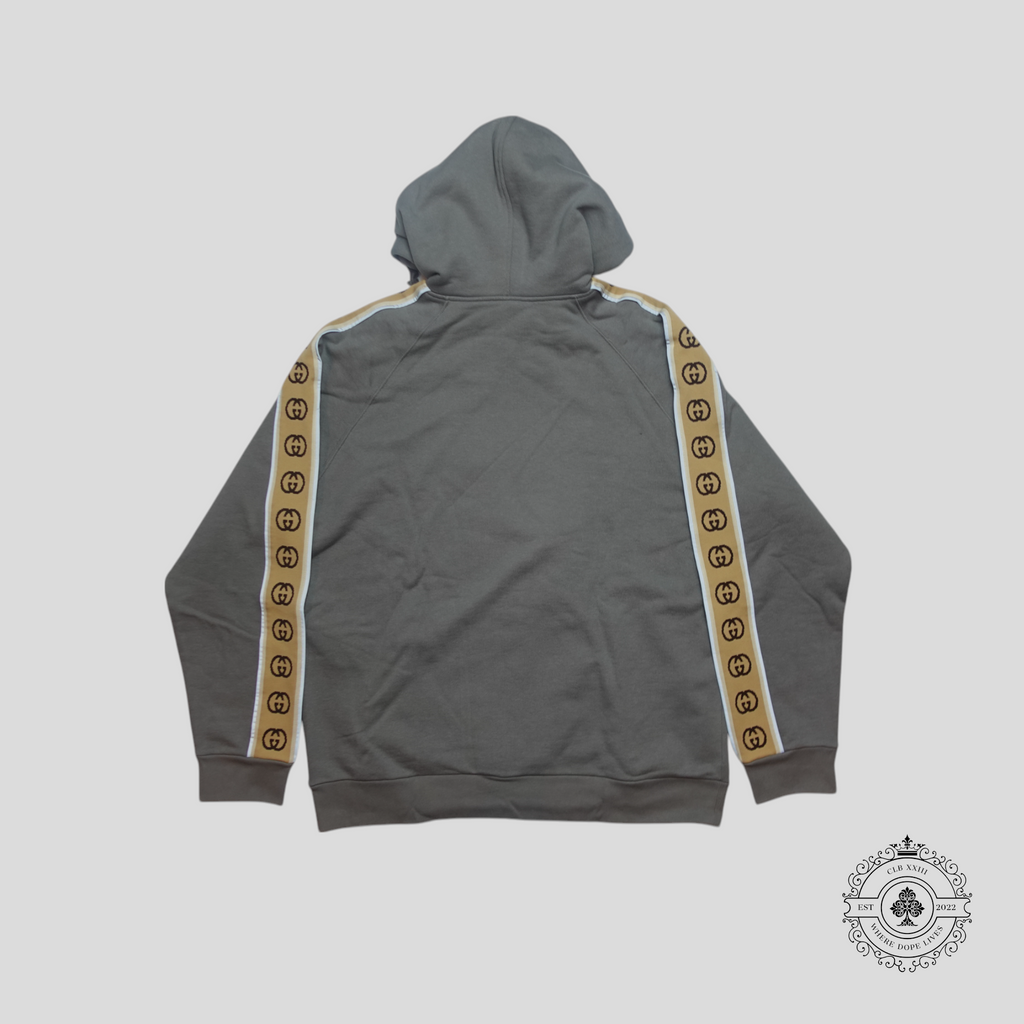 Gucci Interlocking G Embroidered Sleeves Hoodie in Grey
