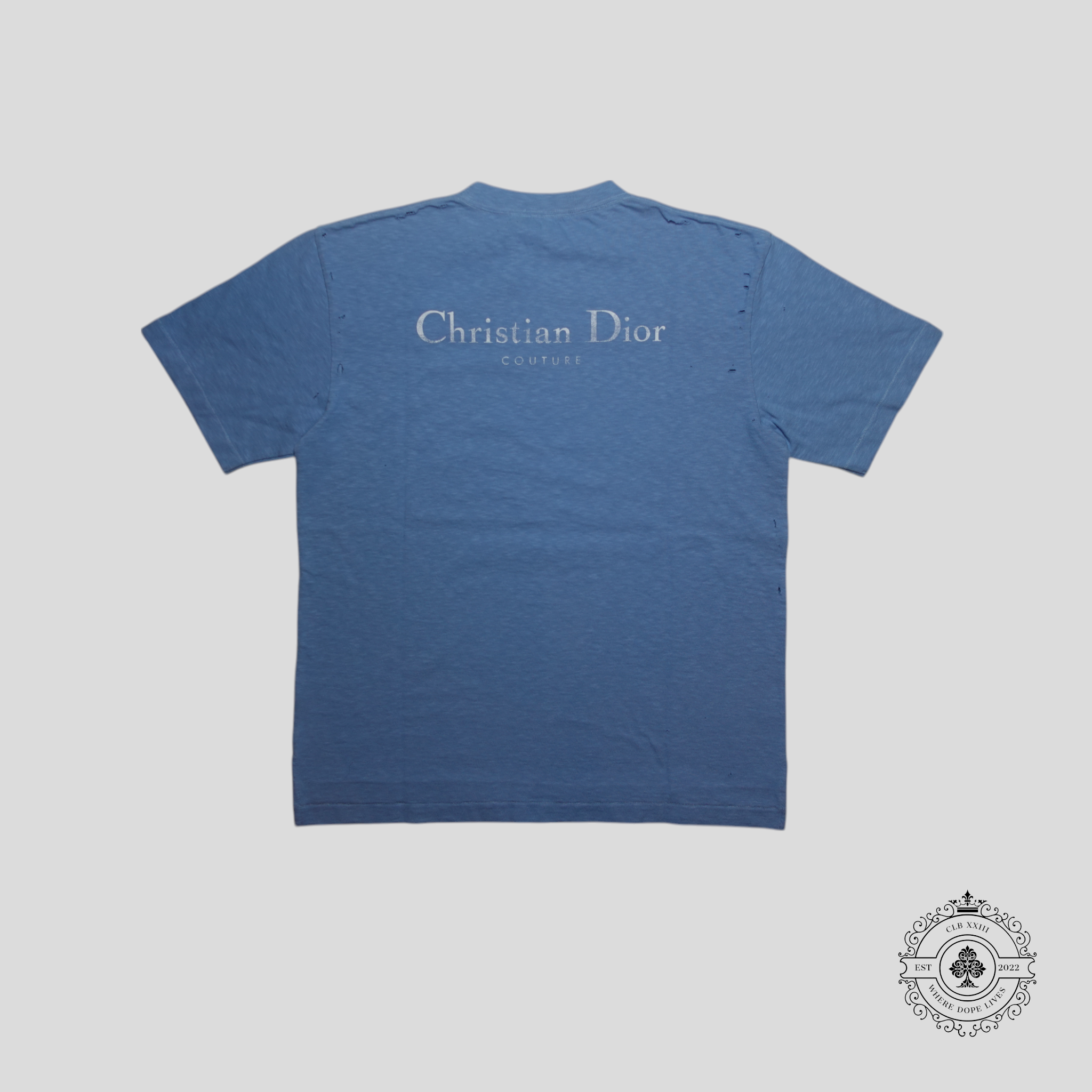 Dior Christian Dior Couture Distressed T-Shirt in Blue