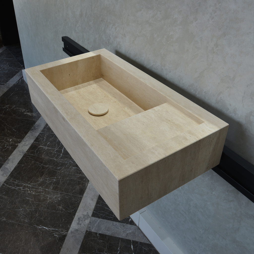 Custom Handmade Travertine Sink (TR-047)