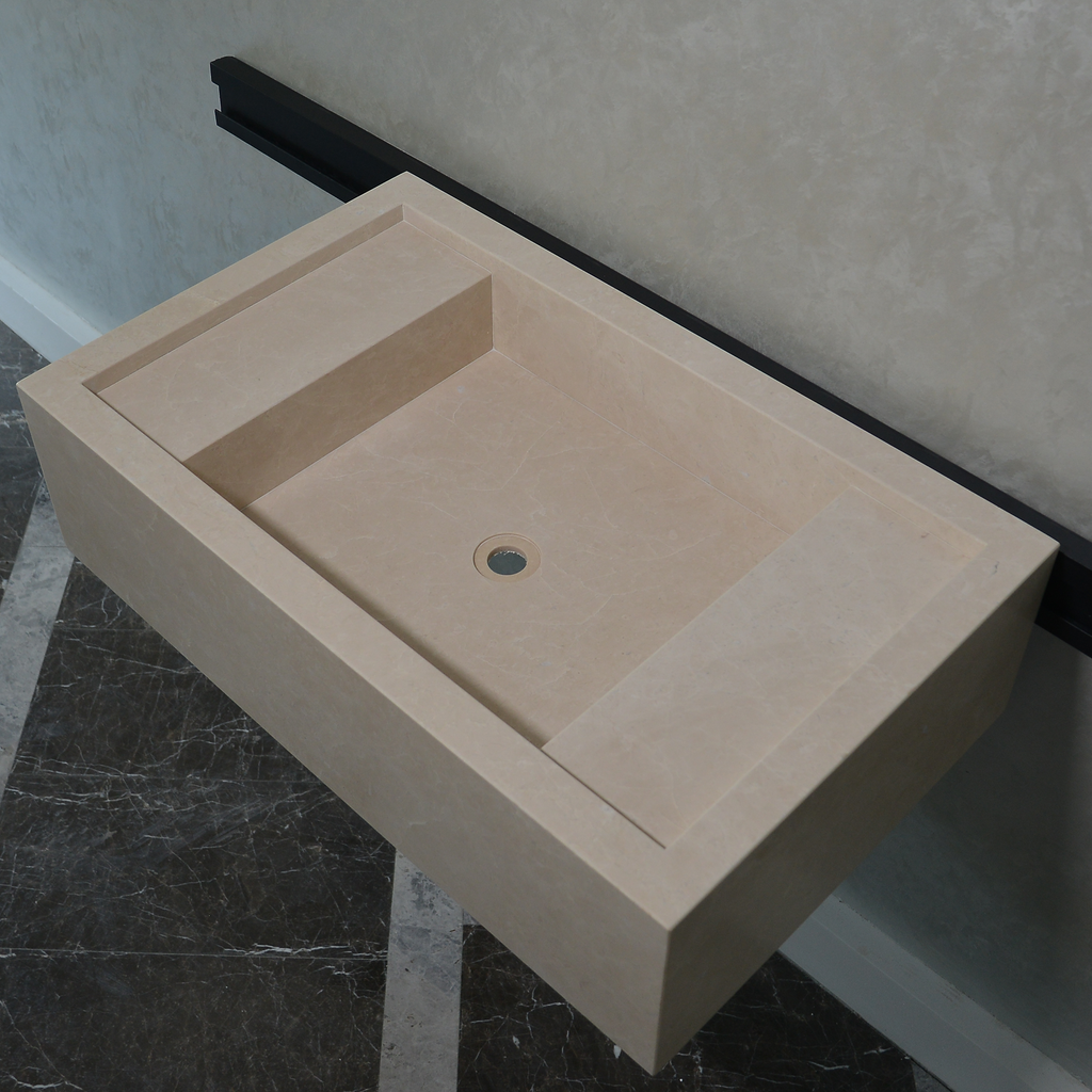 Custom Handmade Light Pearl Marble Sink (NS-079)
