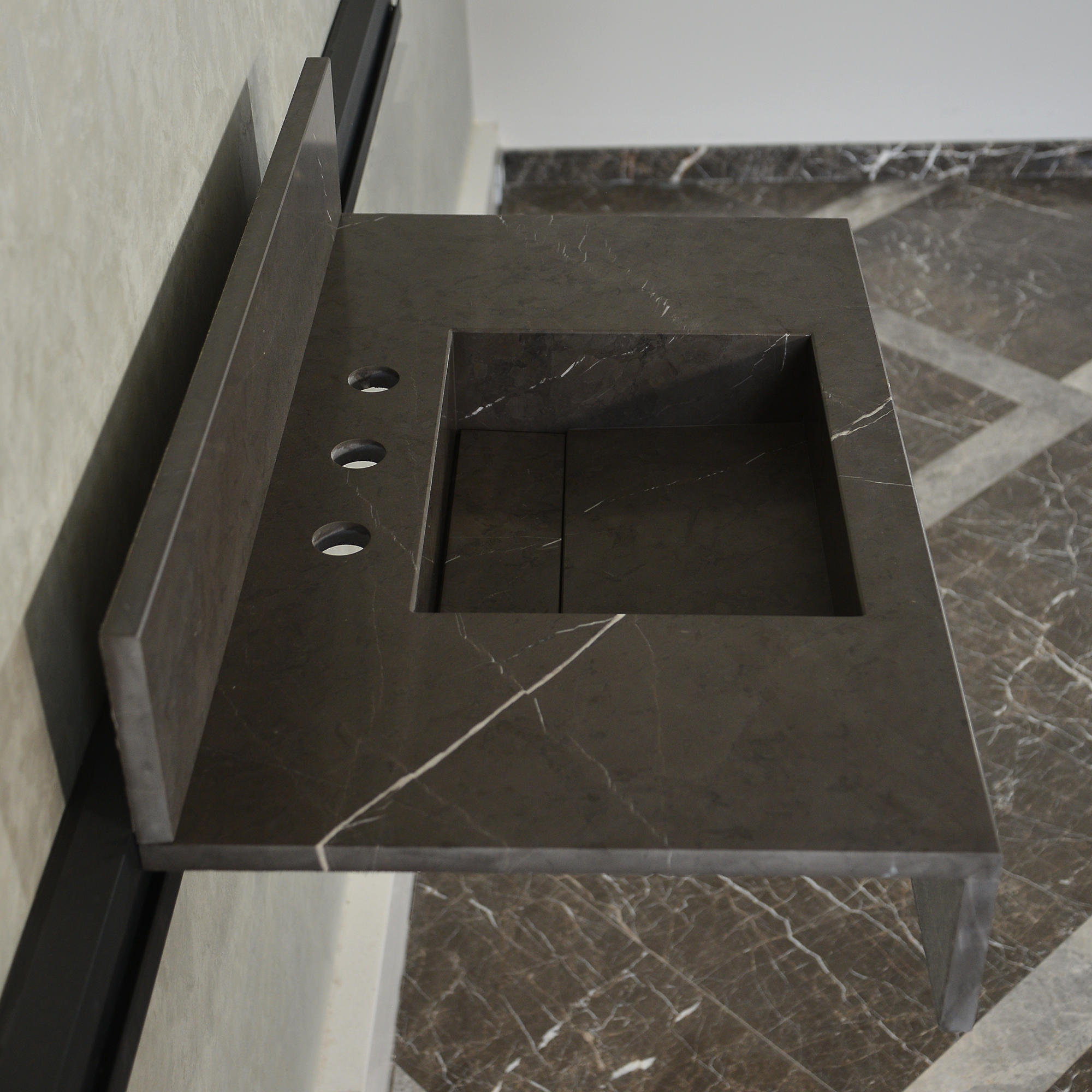 HANDCRAFTED PIETRA GREY MARBLE SINK (NS-054)