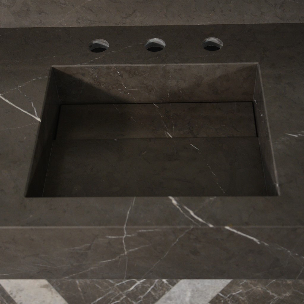 HANDCRAFTED PIETRA GREY MARBLE SINK (NS-054)