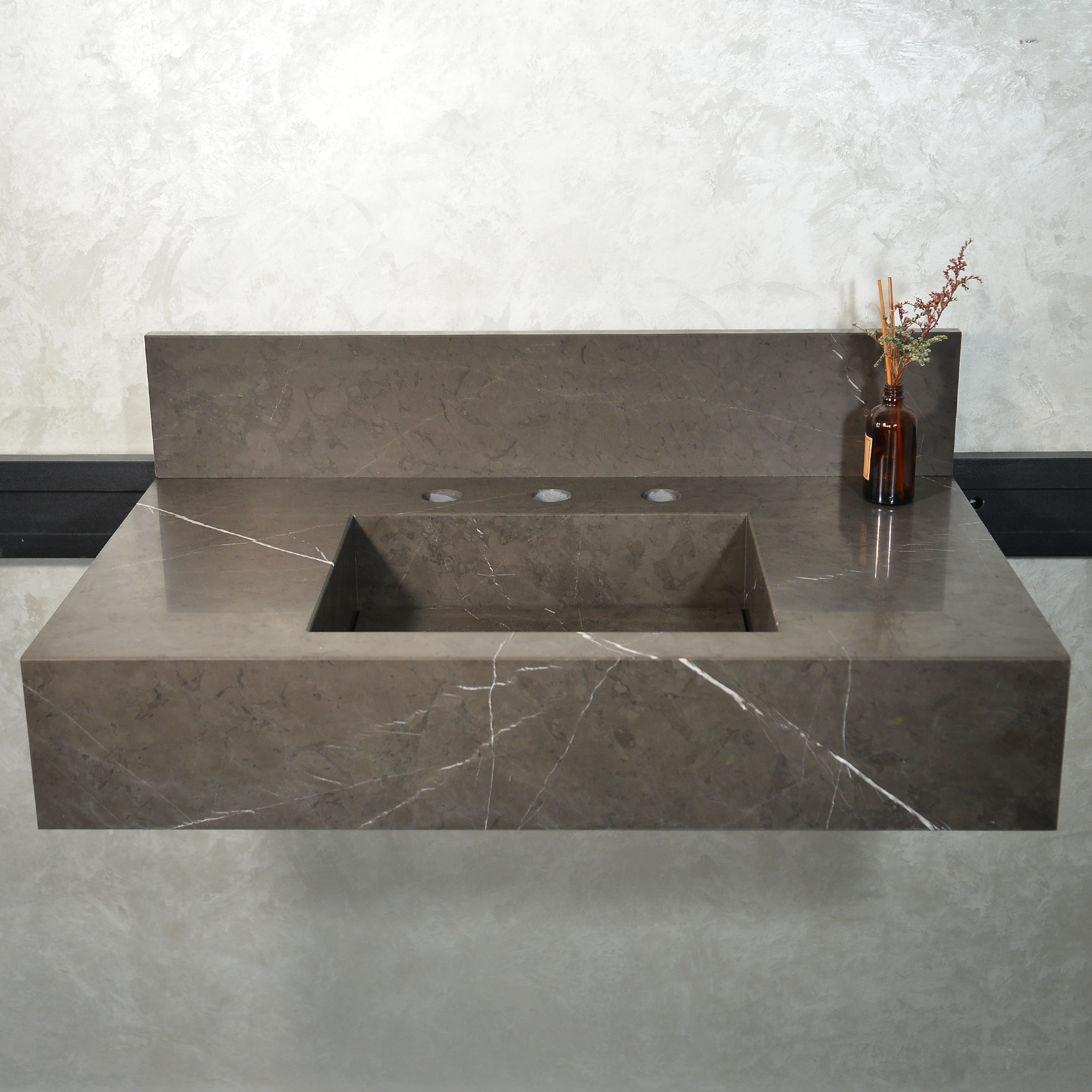 HANDCRAFTED PIETRA GREY MARBLE SINK (NS-054)