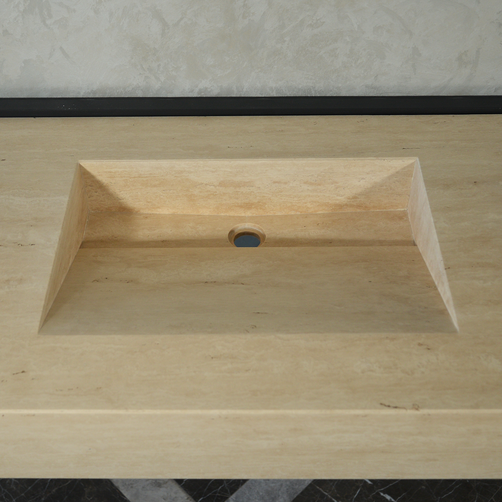 CUSTOM HANDCRAFTED TRAVERTINE SINK (TR-065)