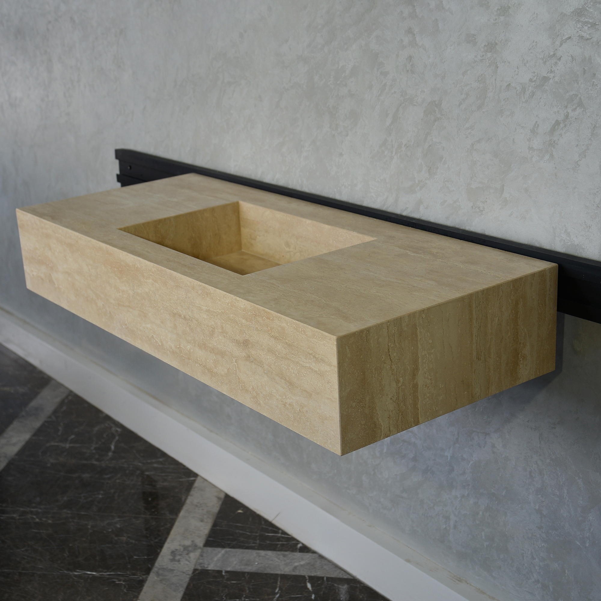 HANDCRAFTED CUSTOM TRAVERTINE SINK (TR-095)