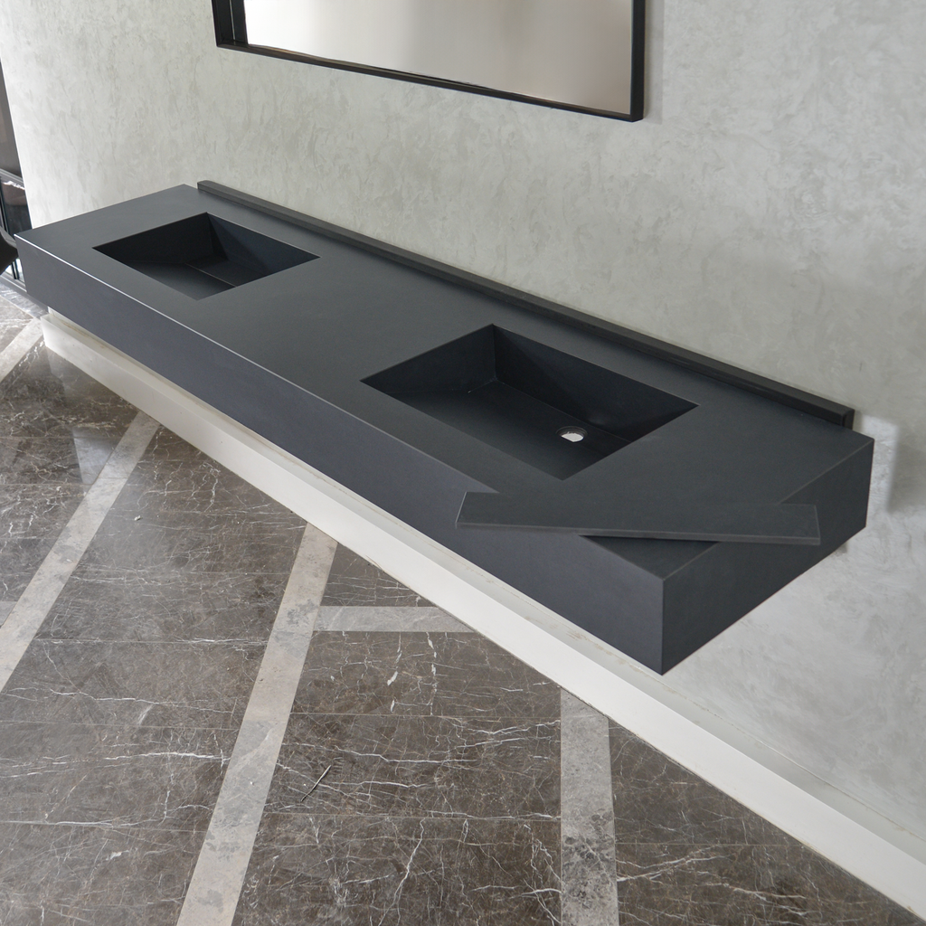 HANDCRAFTED INFINITY TOTAL BLACK HIGH ENGINEERED PORCELAIN DOUBLE SINK (ES-093)