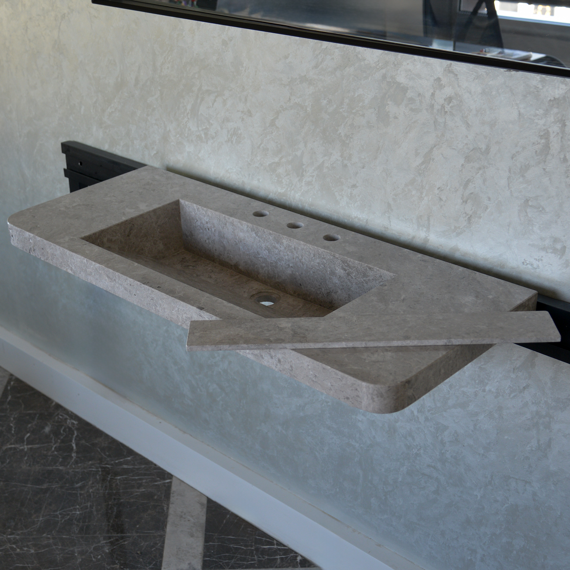 HANDCRAFTED CUSTOM TUNDRA GREY MARBLE SINK (NS-097)