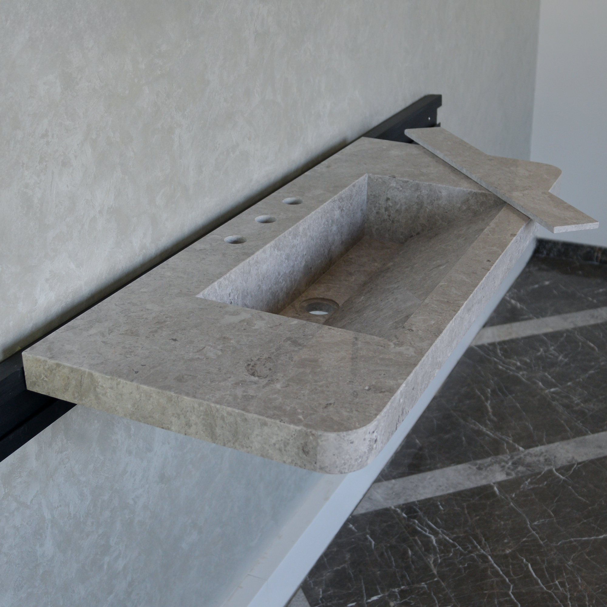 HANDCRAFTED CUSTOM TUNDRA GREY MARBLE SINK (NS-097)