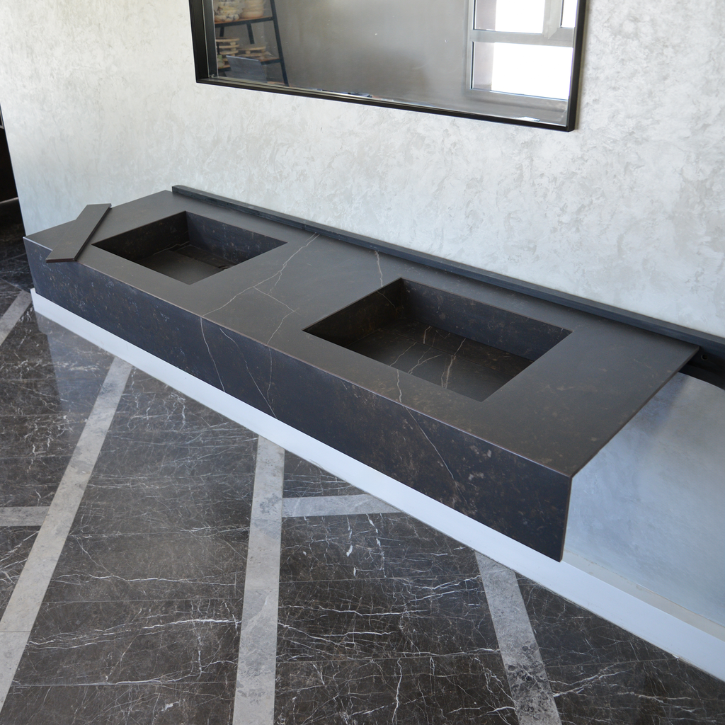 HANDCRAFTED DEKTON KELYA HIGH ENGINEERED PORCELAIN DOUBLE SINK (ES-107)