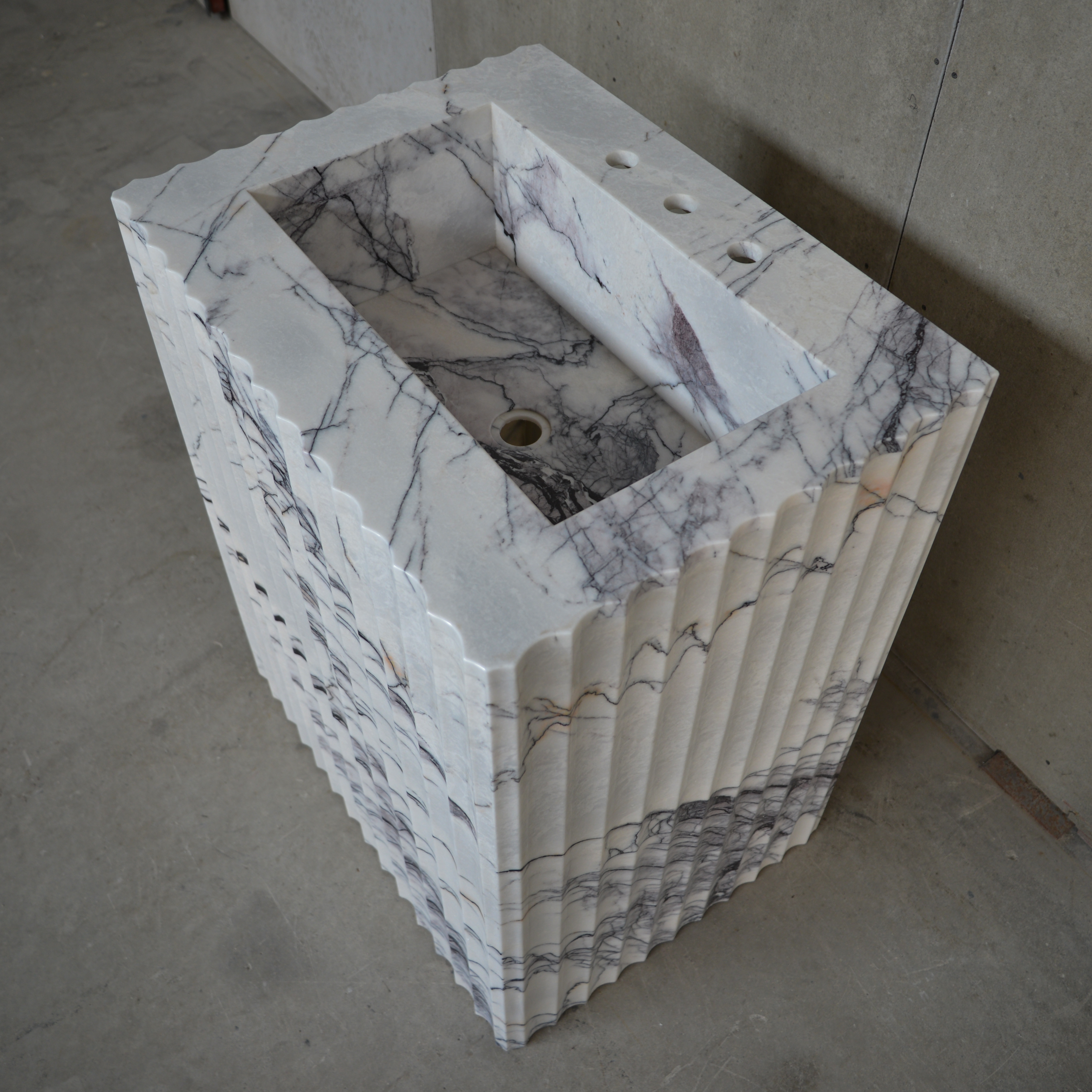 HANDCRAFTED CUSTOM PEDESTAL LILAC MARBLE SINK (NS-220)