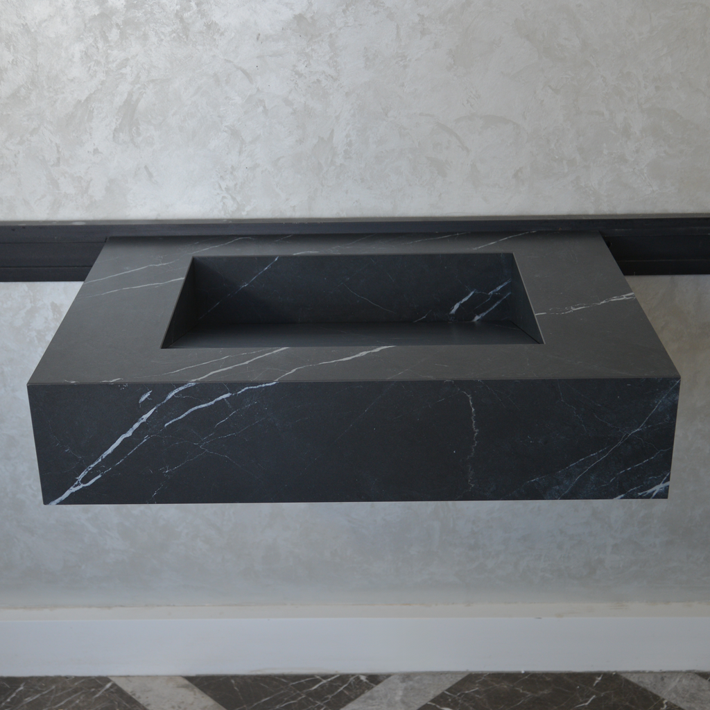HANDCRAFTED NERO MARQUINIA HIGH ENGINEERED STONE SINK (ES-045)