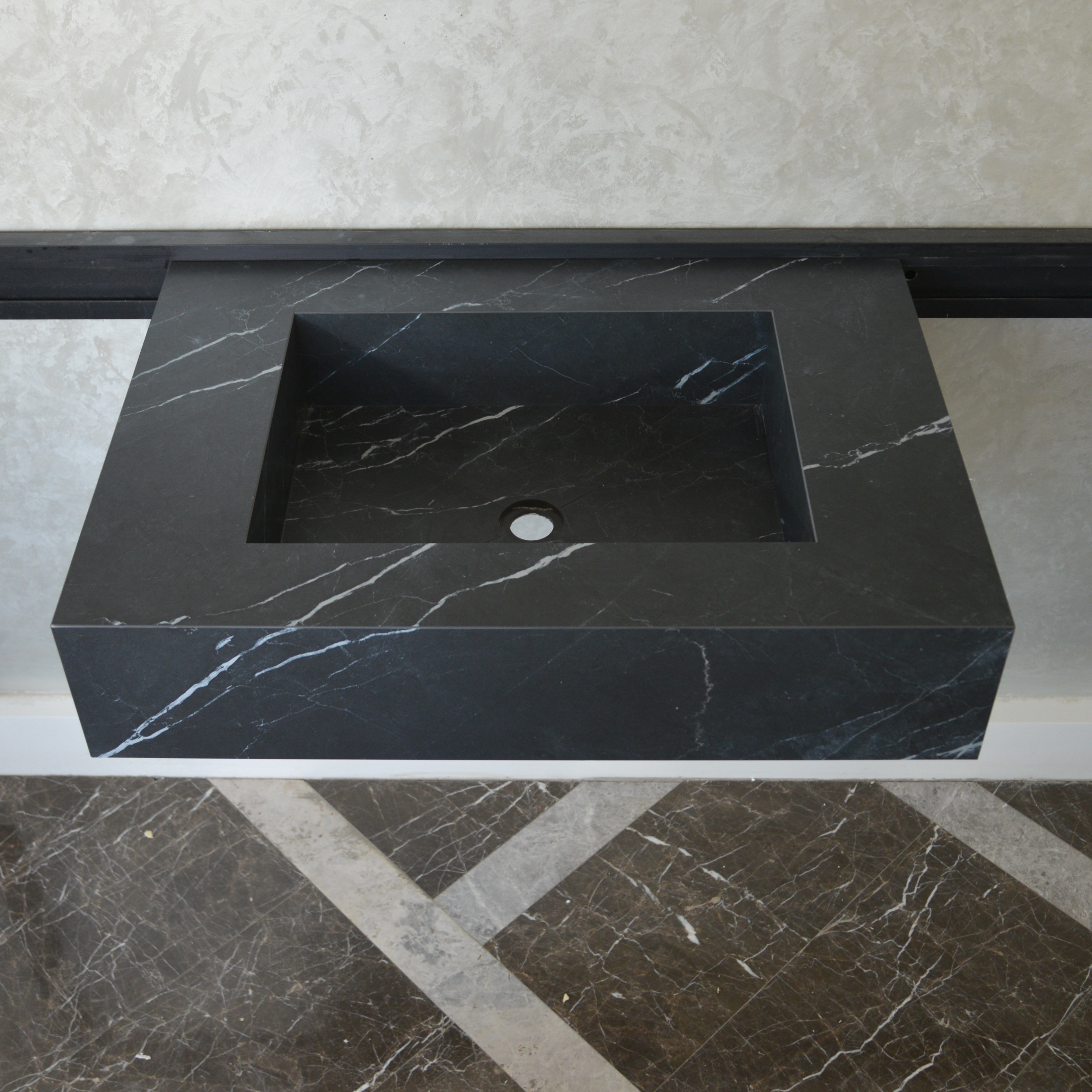 HANDCRAFTED NERO MARQUINIA HIGH ENGINEERED STONE SINK (ES-045)