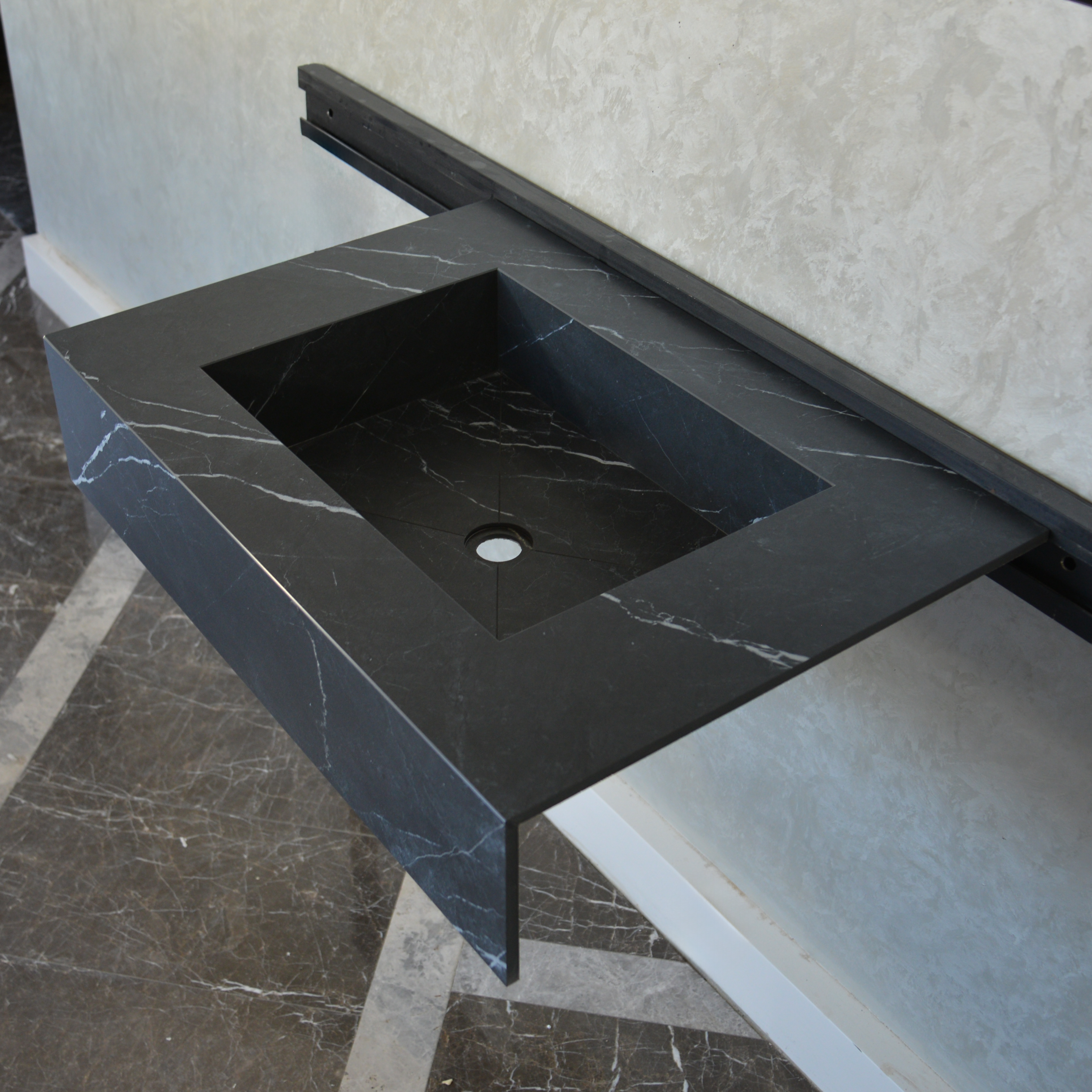 HANDCRAFTED NERO MARQUINIA HIGH ENGINEERED STONE SINK (ES-045)