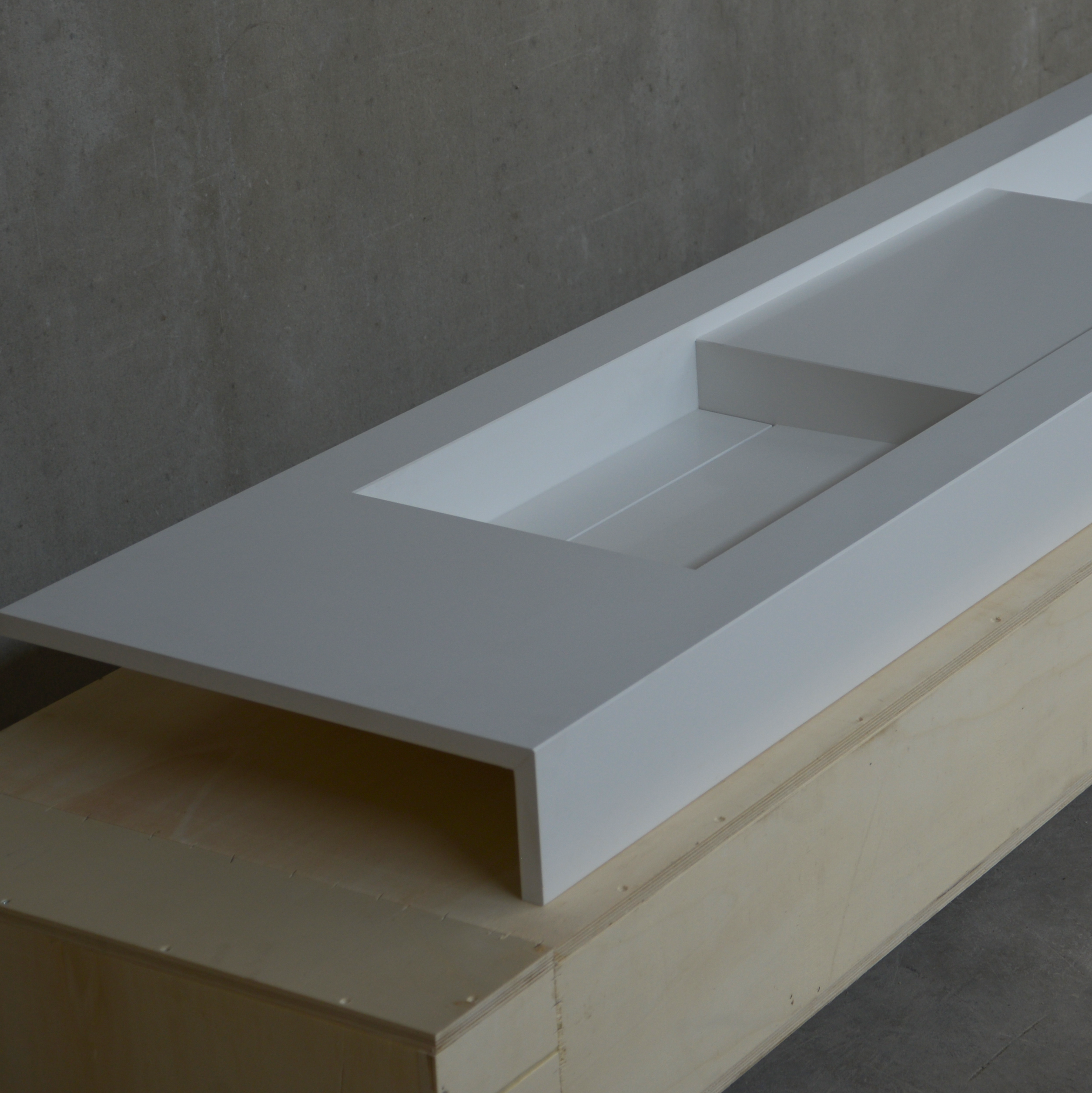 HANDCRAFTED CUSTOM WHITE QUARTZ DOUBLE SINK (QU-121)