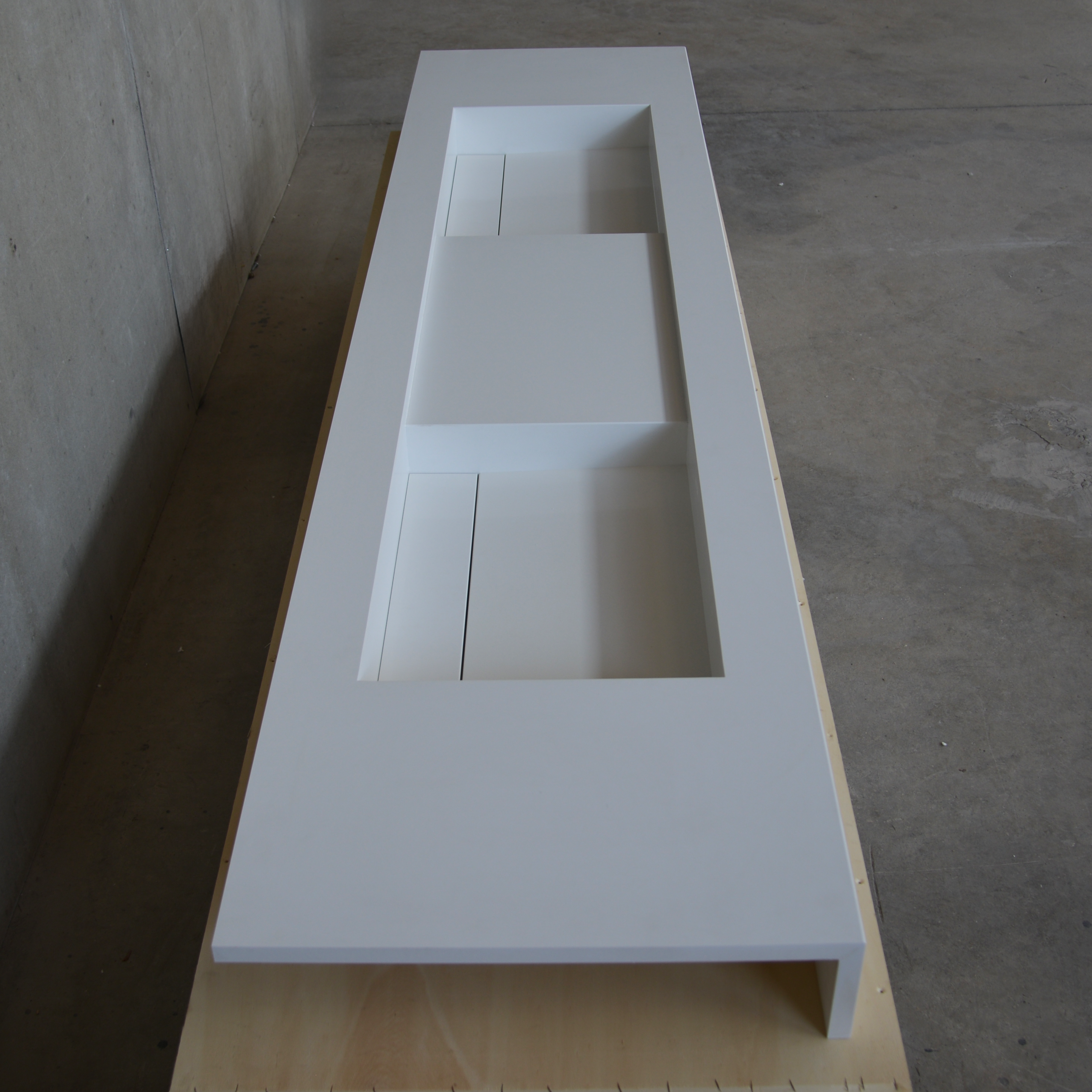 HANDCRAFTED CUSTOM WHITE QUARTZ DOUBLE SINK (QU-121)
