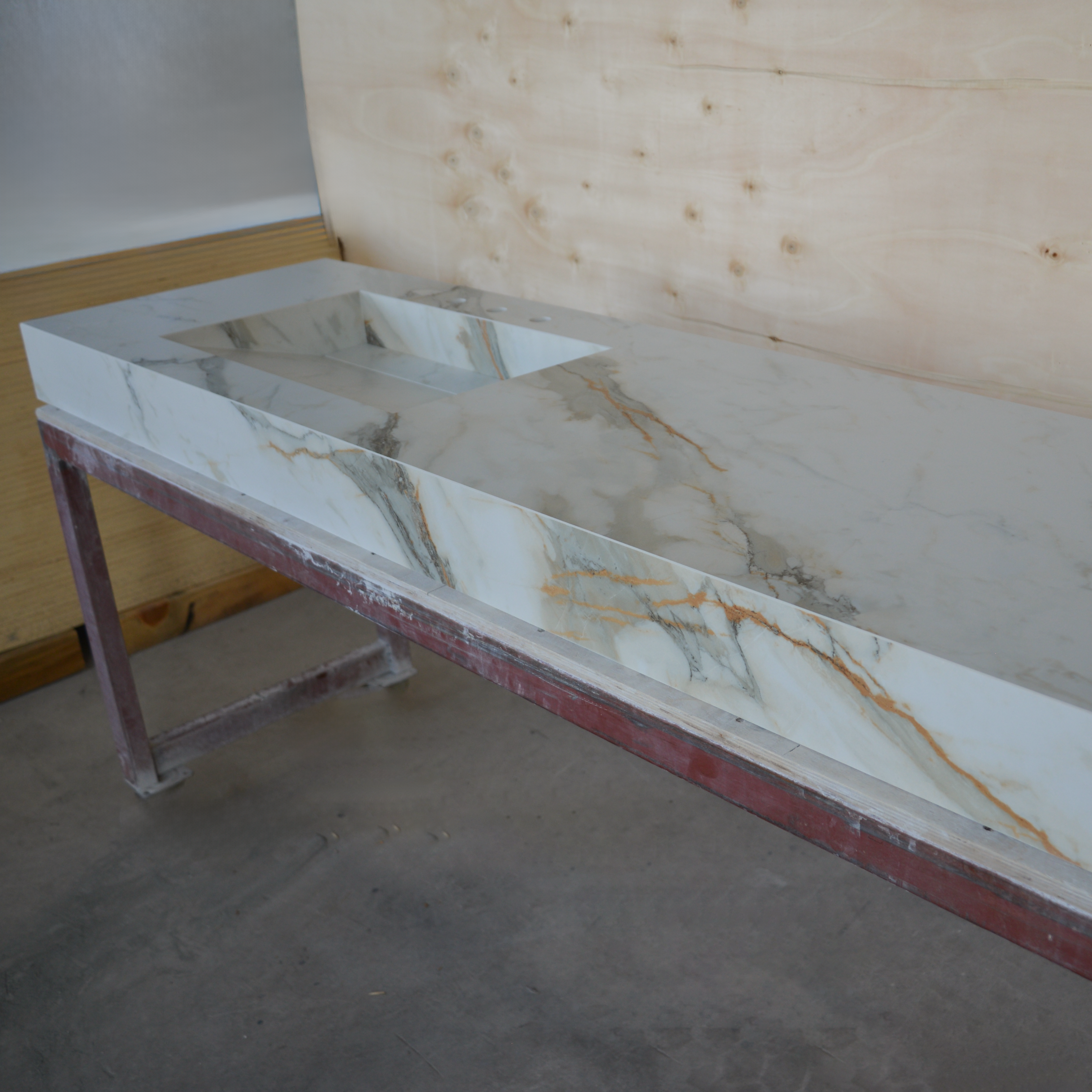HANDCRAFTED CALACATTA HERMITAGE MATTE HIGH ENGINEERED PORCELAIN DOUBLE SINK (ES-146)